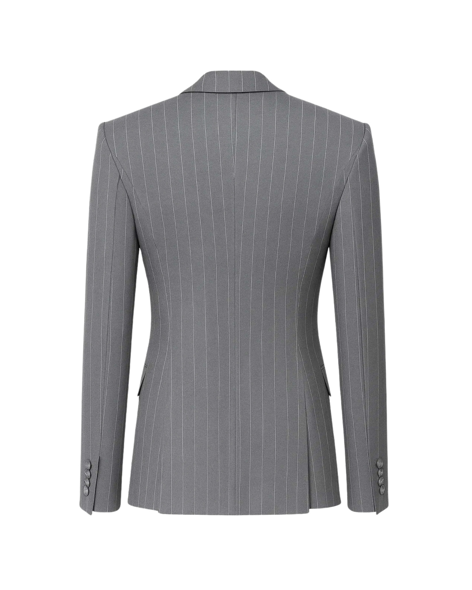 Tailory grey pinstripe blazer with black corset panel back view