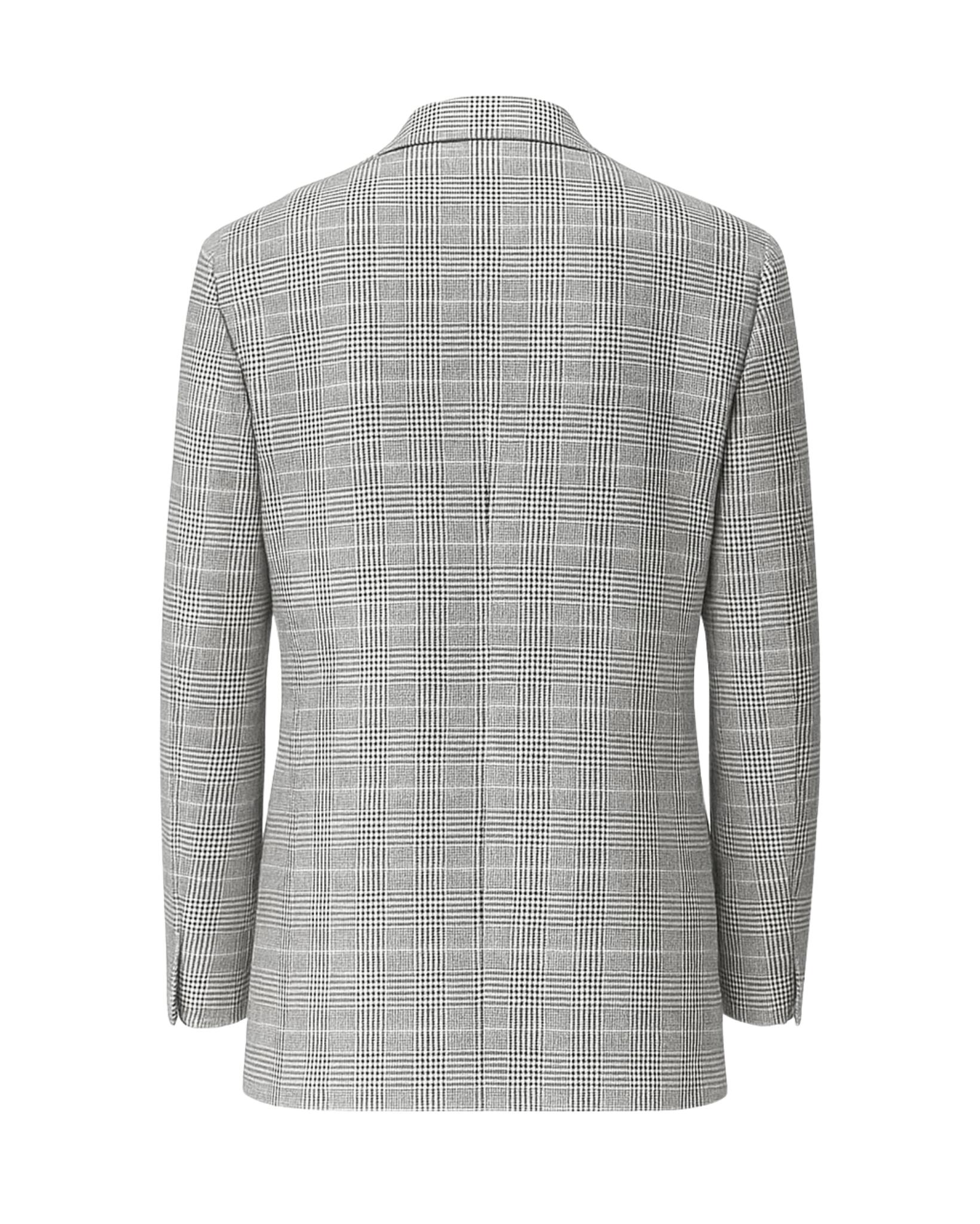 Tailory grey plaid single-button blazer back view