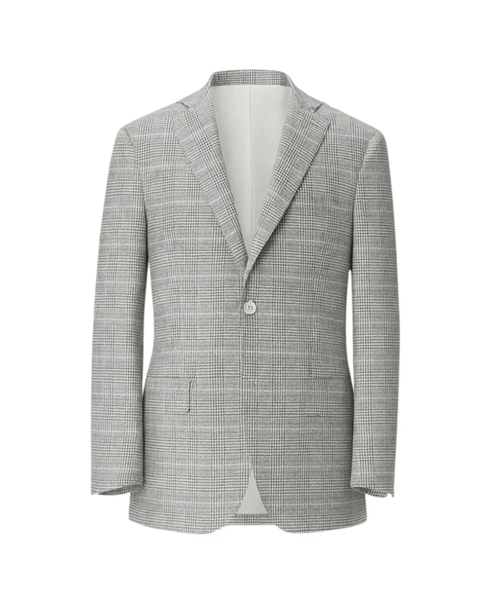 Tailory grey plaid single-button blazer front view
