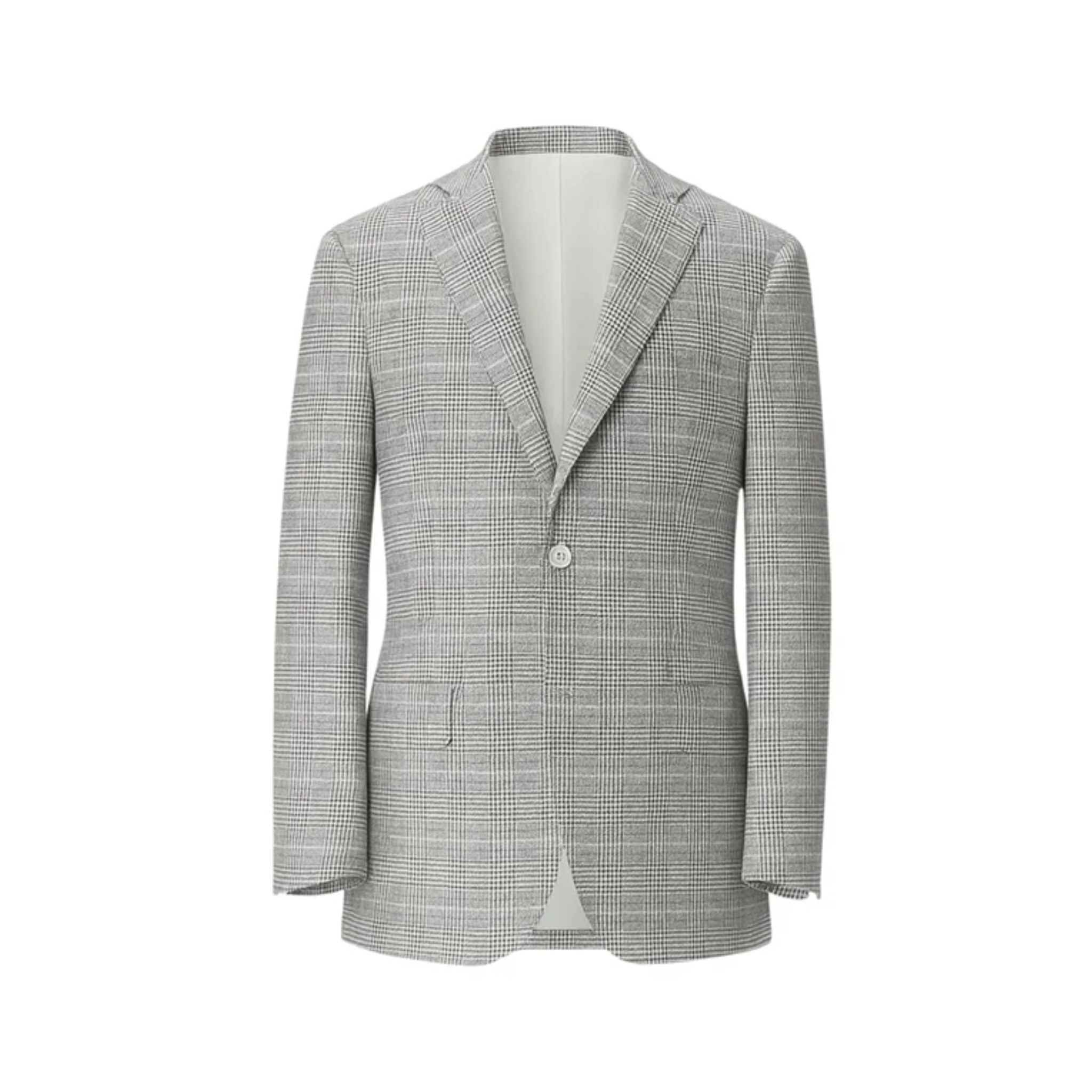 Tailory grey plaid single-button blazer front view