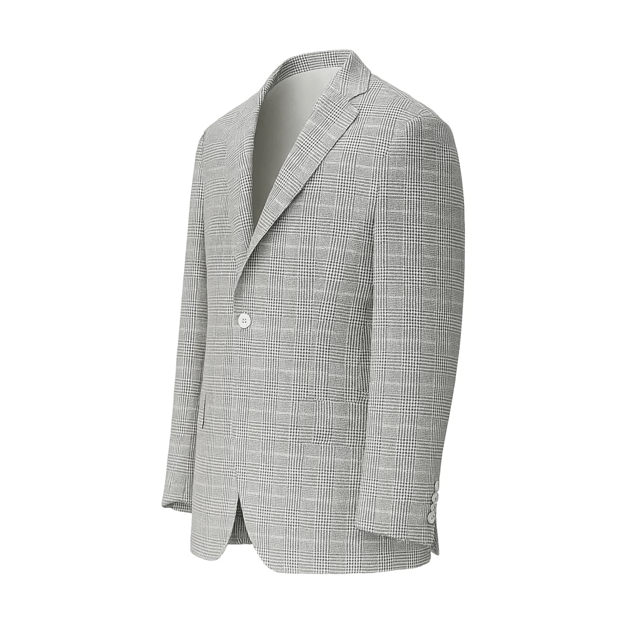 Tailory grey plaid single-button blazer side view