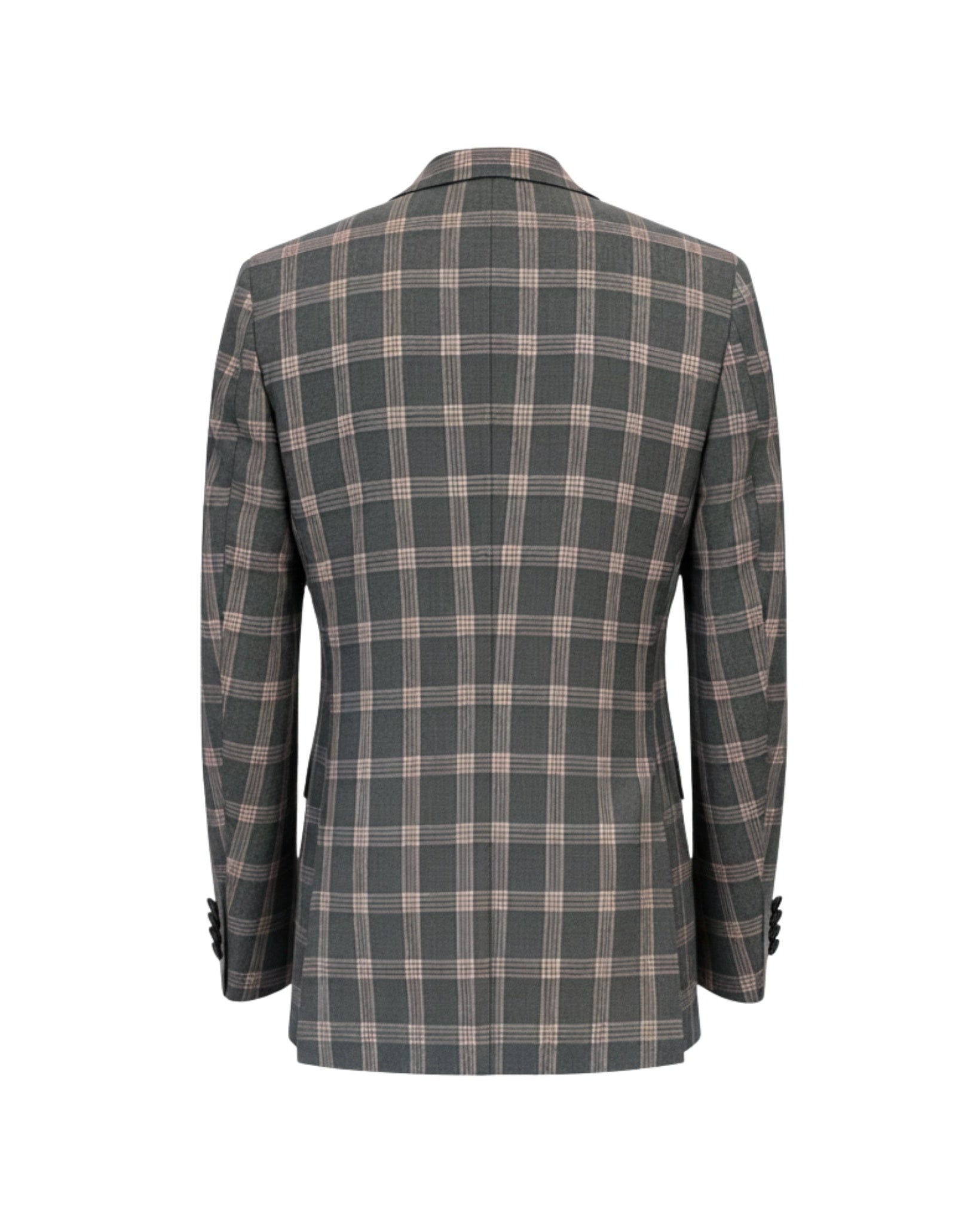 Tailory grey plaid tailored blazer with center vent back view