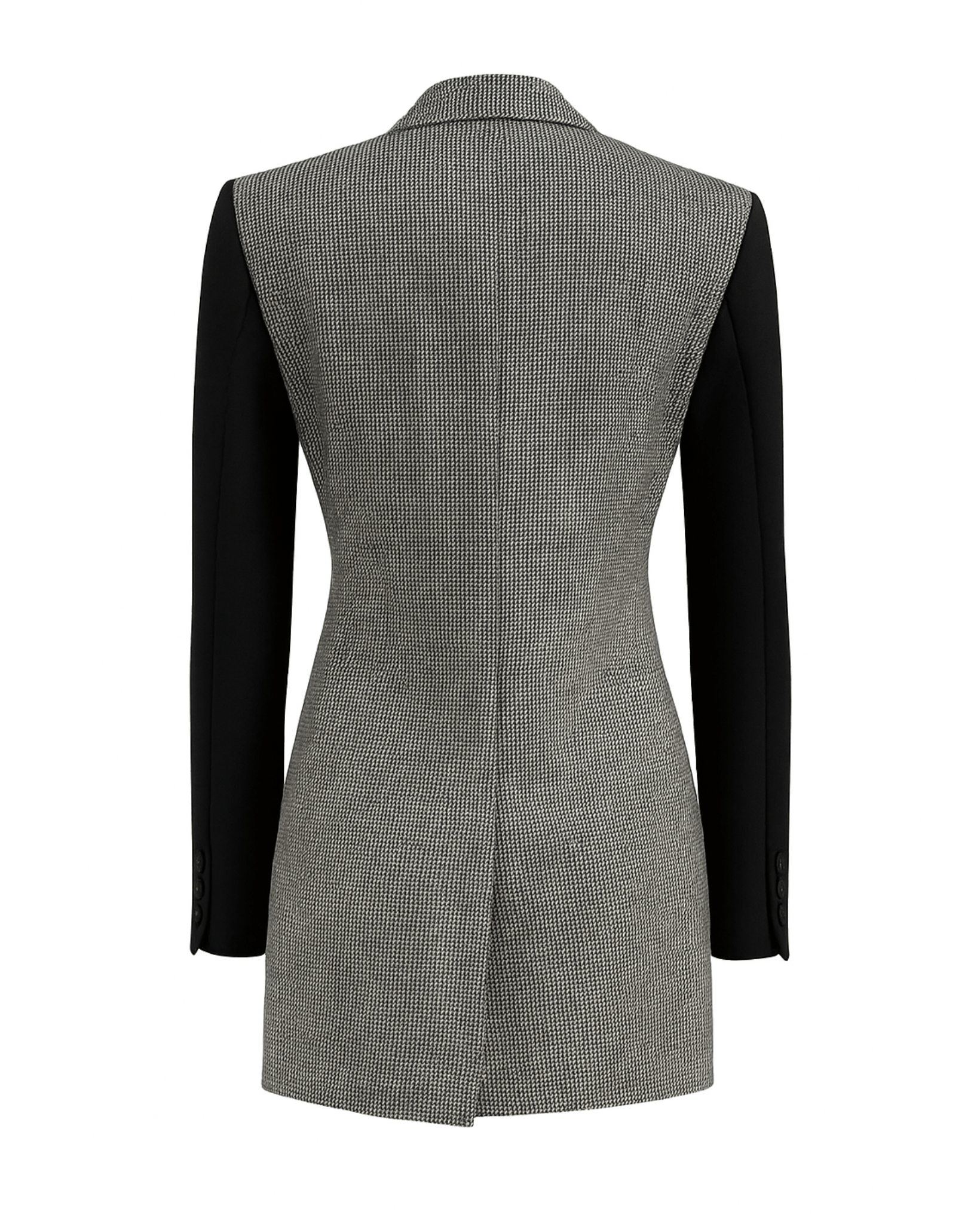 Tailory houndstooth/black color-block double-breasted blazer back view