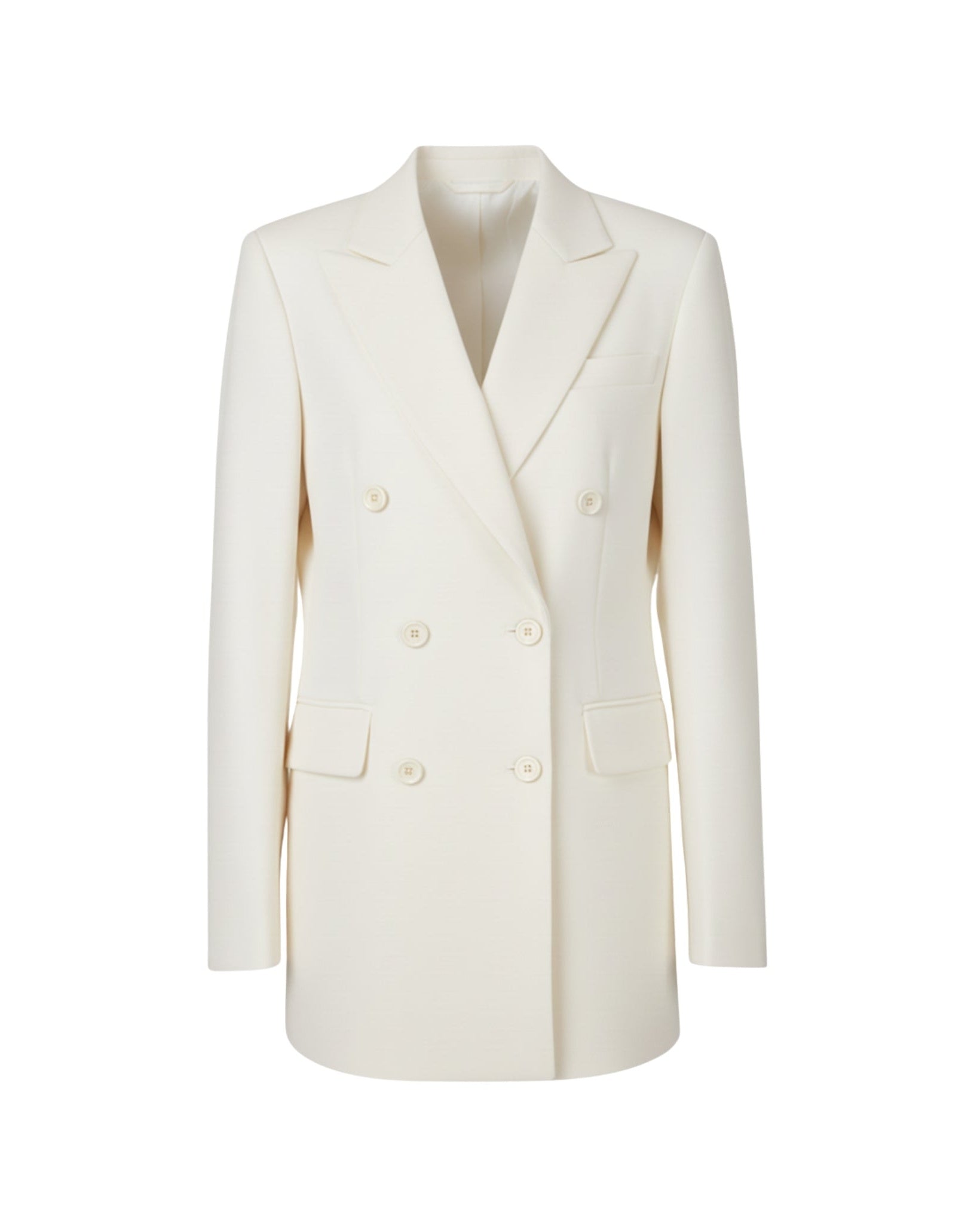 Tailory ivory double-breasted blazer with peak lapels front view