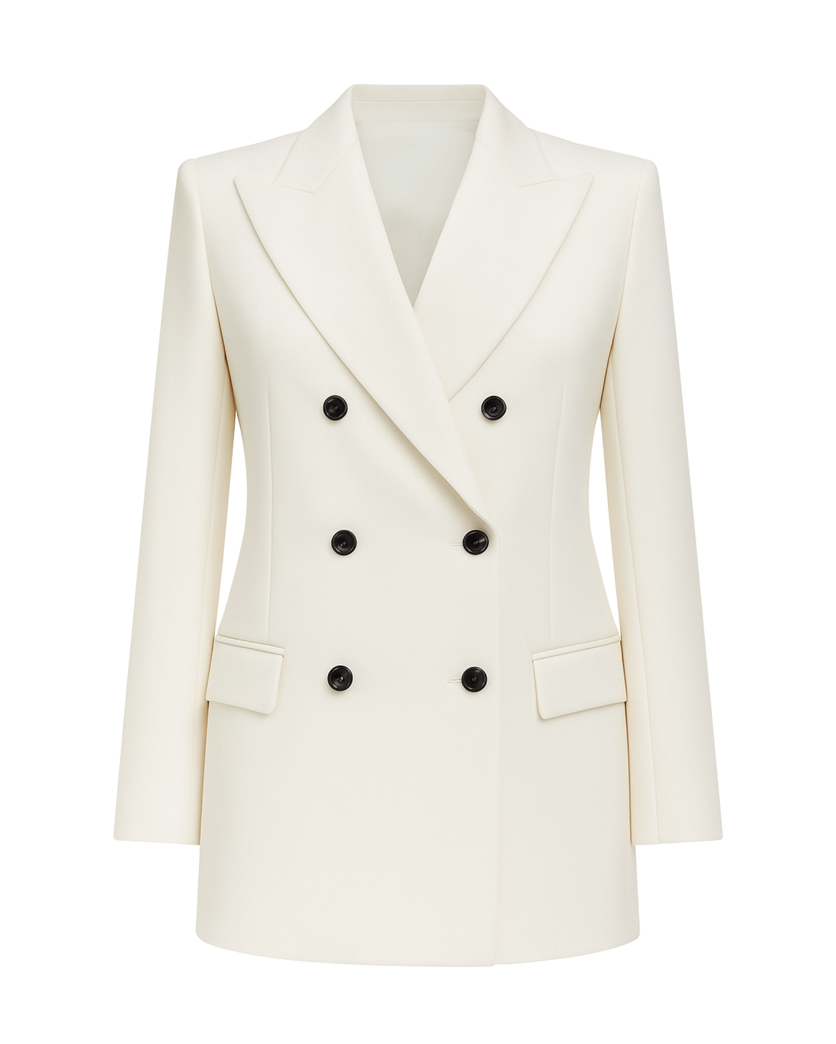 Tailory ivory double-breasted peak-lapel blazer front view