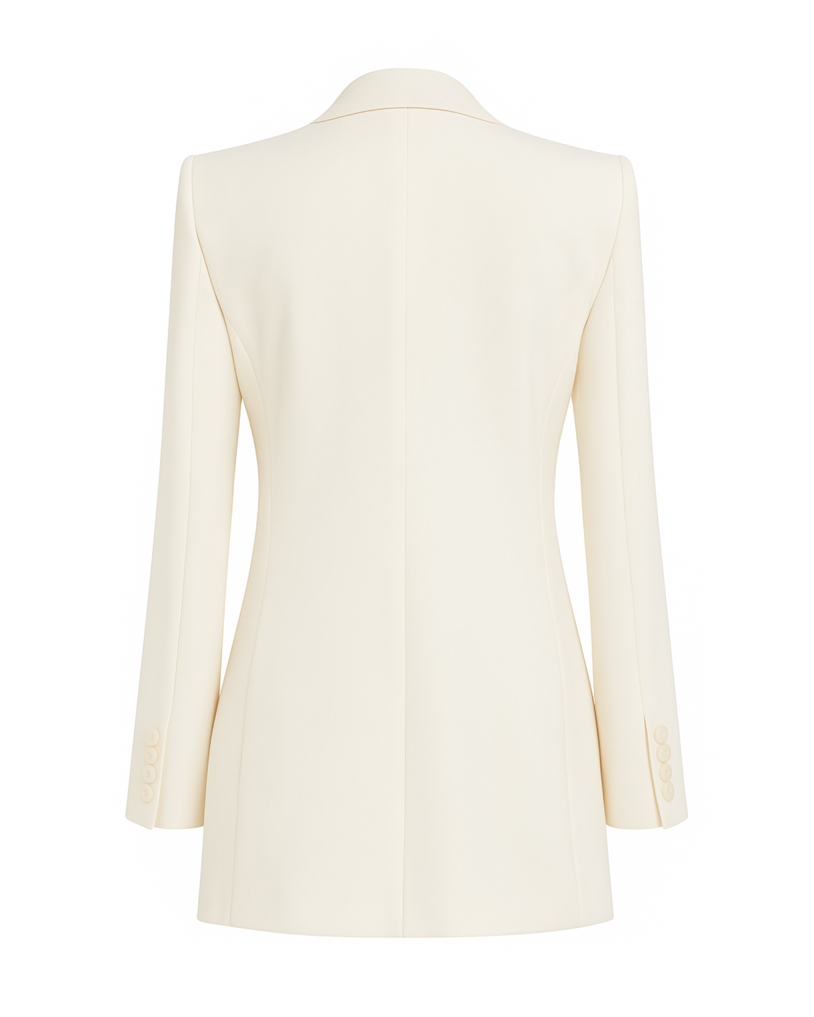 Tailory ivory longline blazer with satin lapels back view
