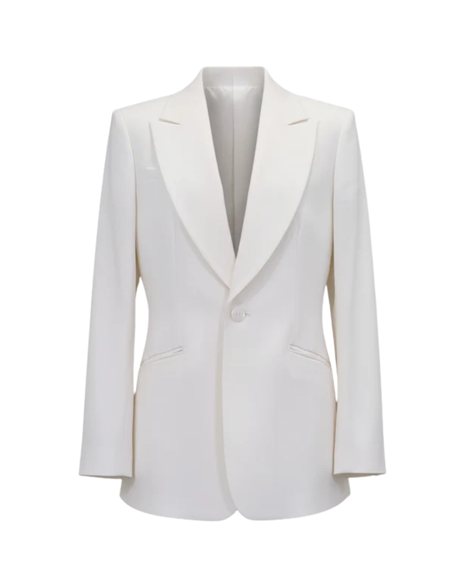 Tailory ivory sculpted single-button blazer with peak lapels front view