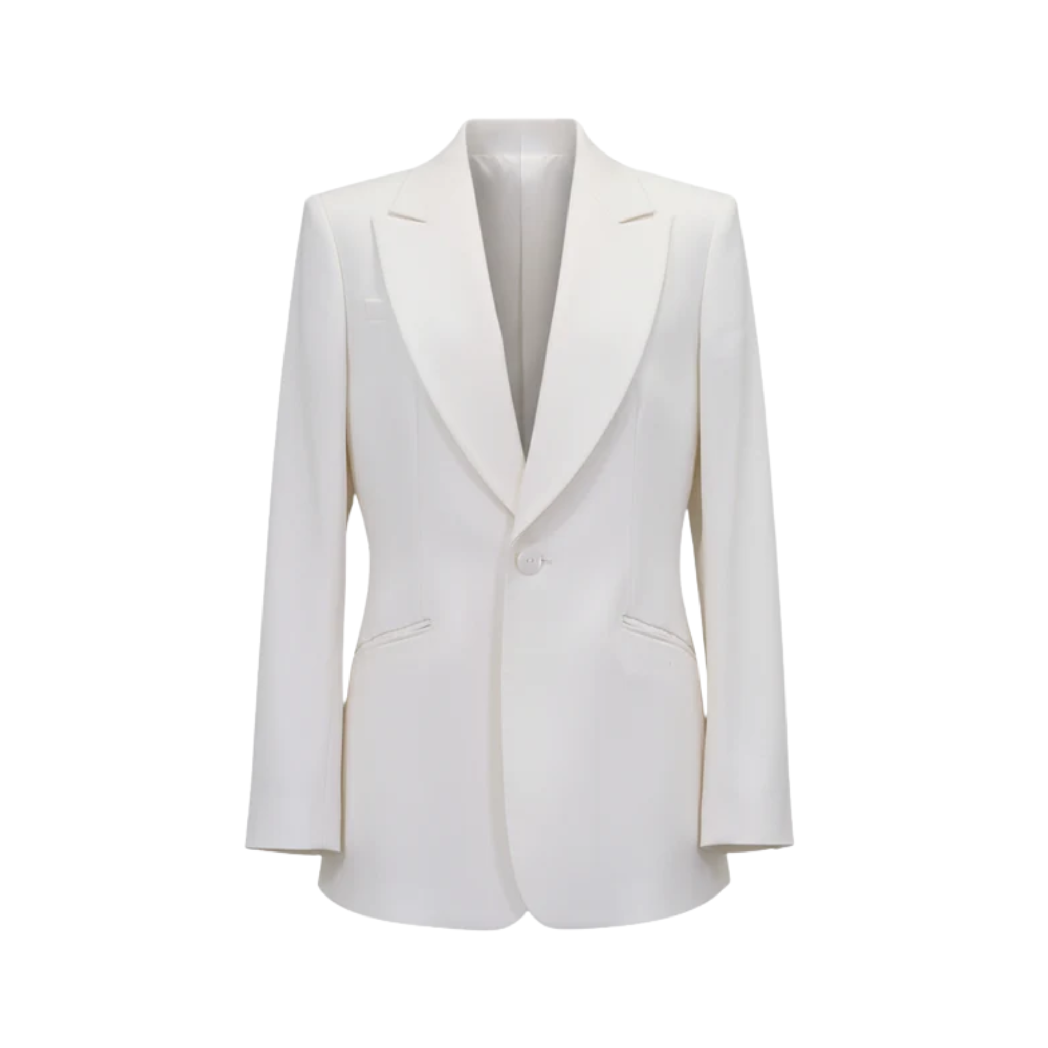 Tailory ivory sculpted single-button blazer with peak lapels front view