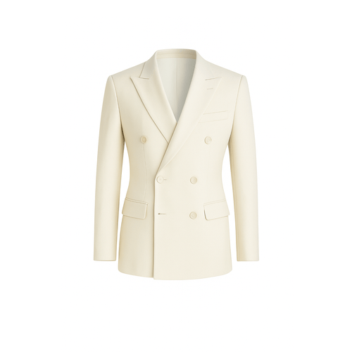 Tailory ivory wool peak lapel blazer front view