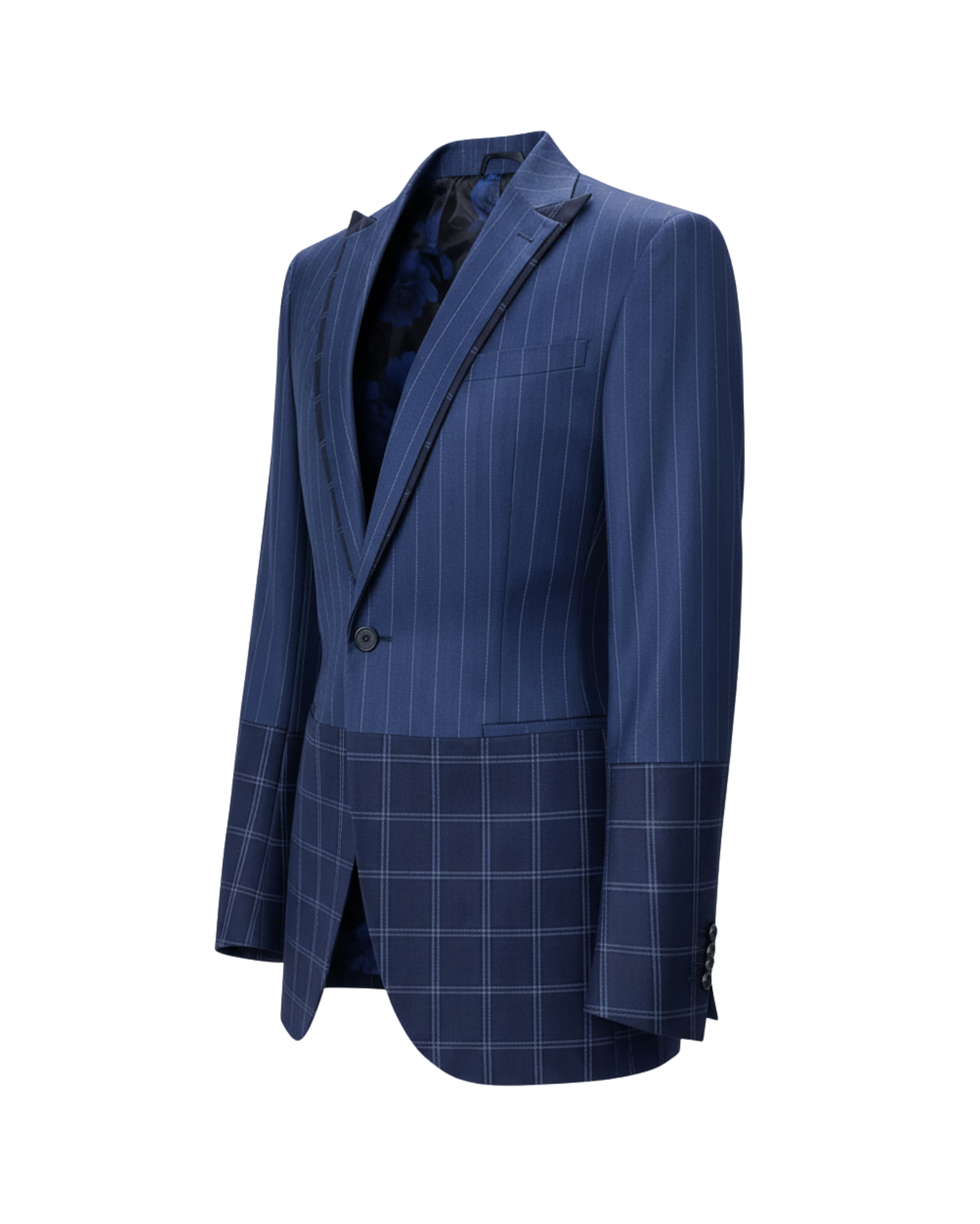Tailory navy tailored blazer with mixed-pattern design side view