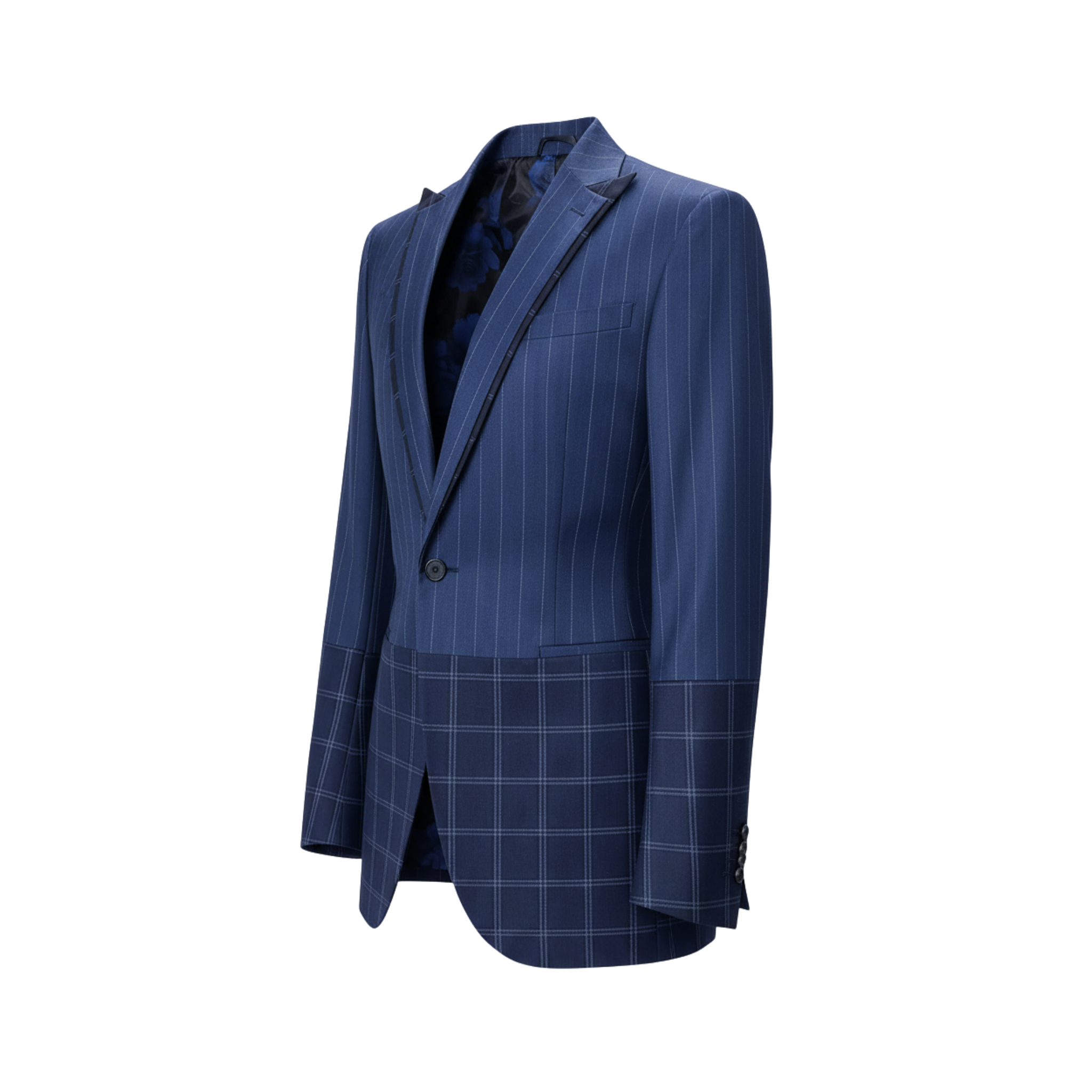 Tailory navy tailored blazer with mixed-pattern design side view