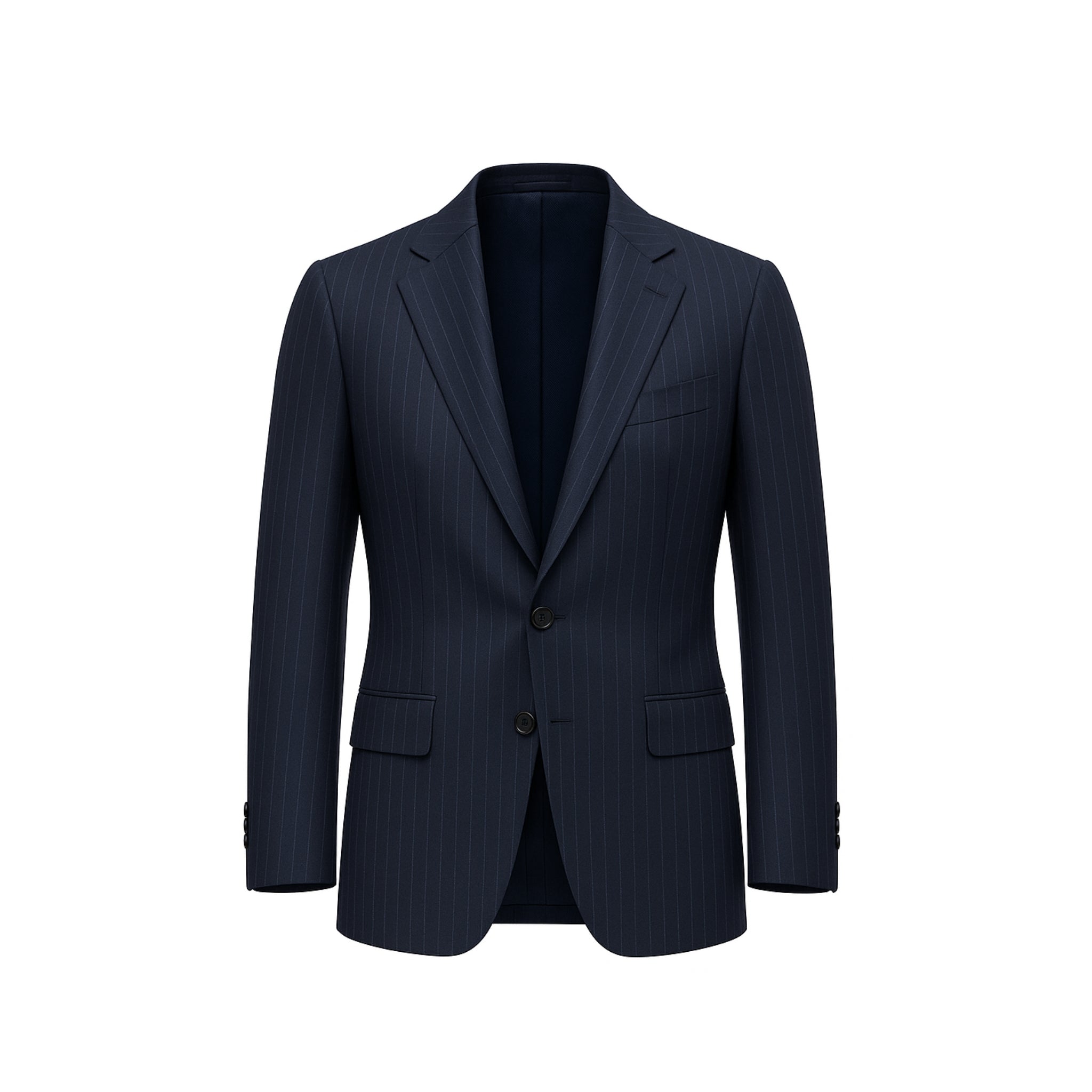 Tailory navy pinstripe wool men’s blazer front view