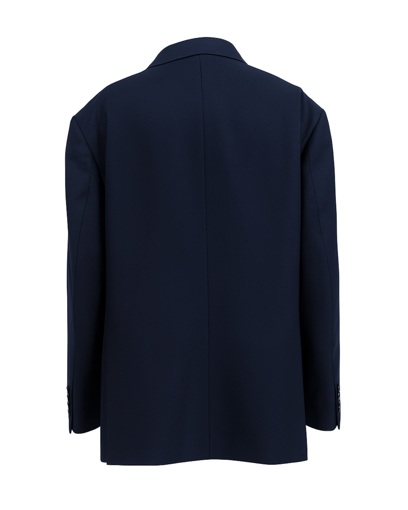 Tailory navy textured wool notch lapel blazer back view