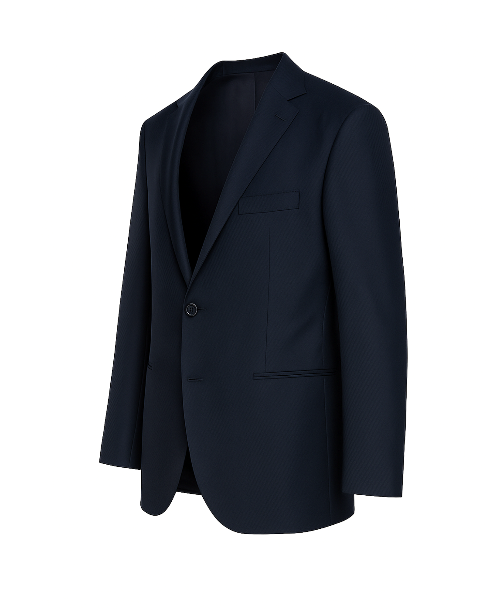 Tailory navy textured wool notch lapel blazer side view