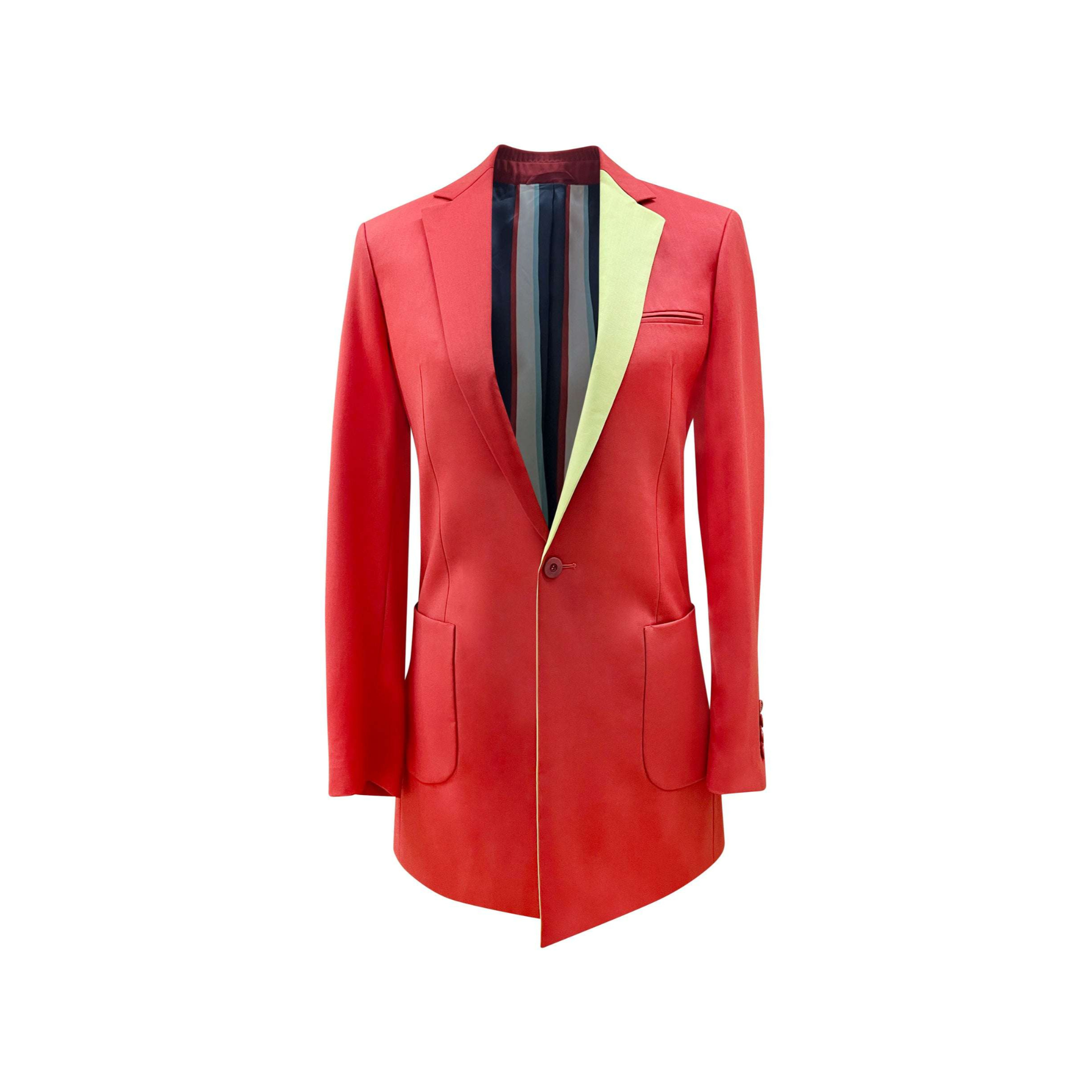 Tailory ruby red tailored blazer with contrast black lapel front view
