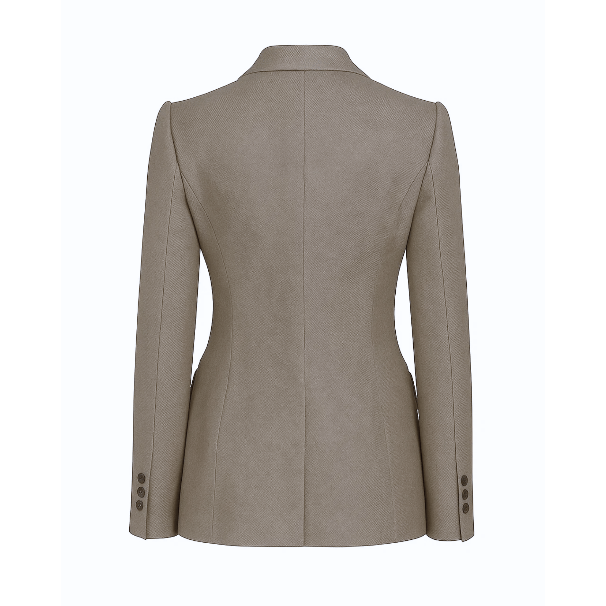 Tailory stone Loro Piana double-breasted blazer back view