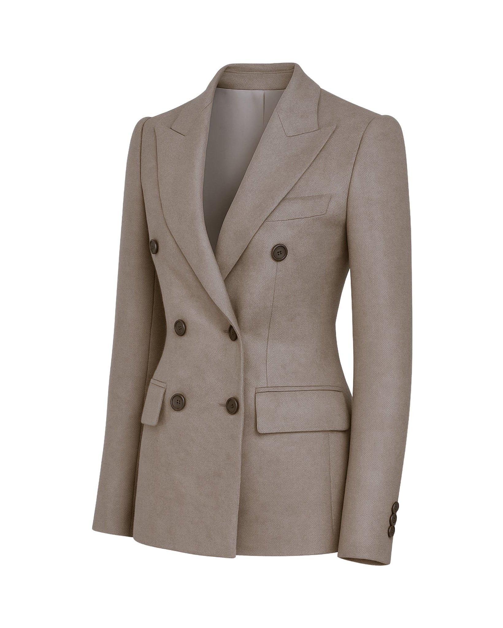 Tailory stone Loro Piana double-breasted blazer front view