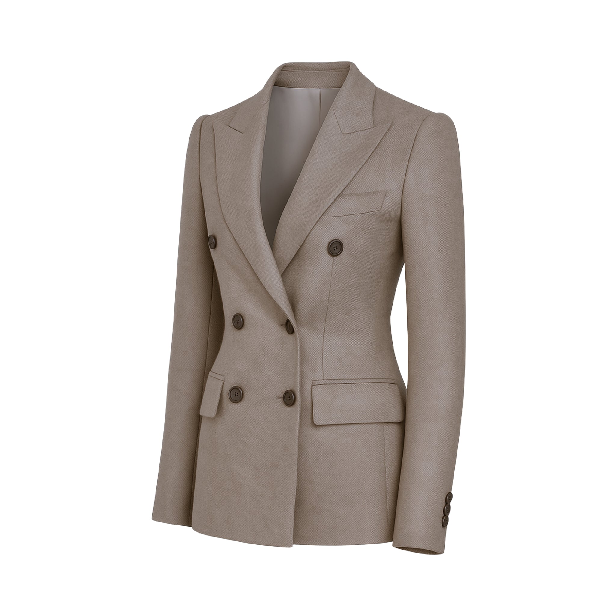 Tailory stone Loro Piana double-breasted blazer front view