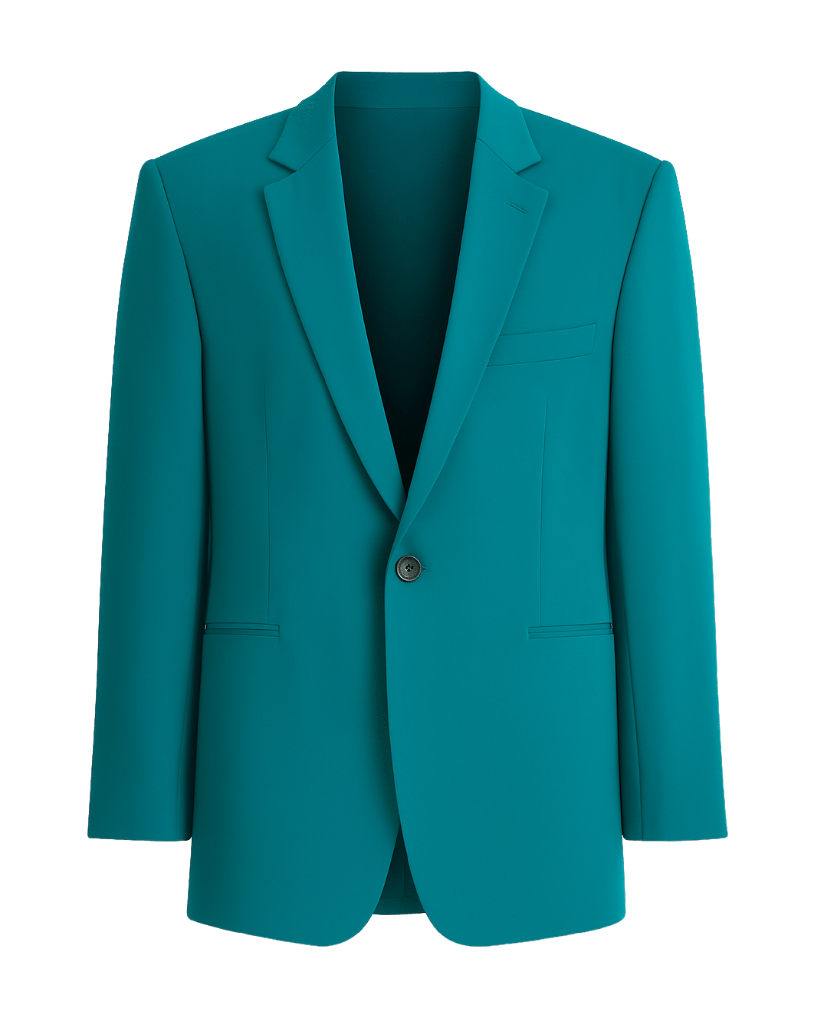 Tailory teal wool and silk faille single-breasted blazer front view