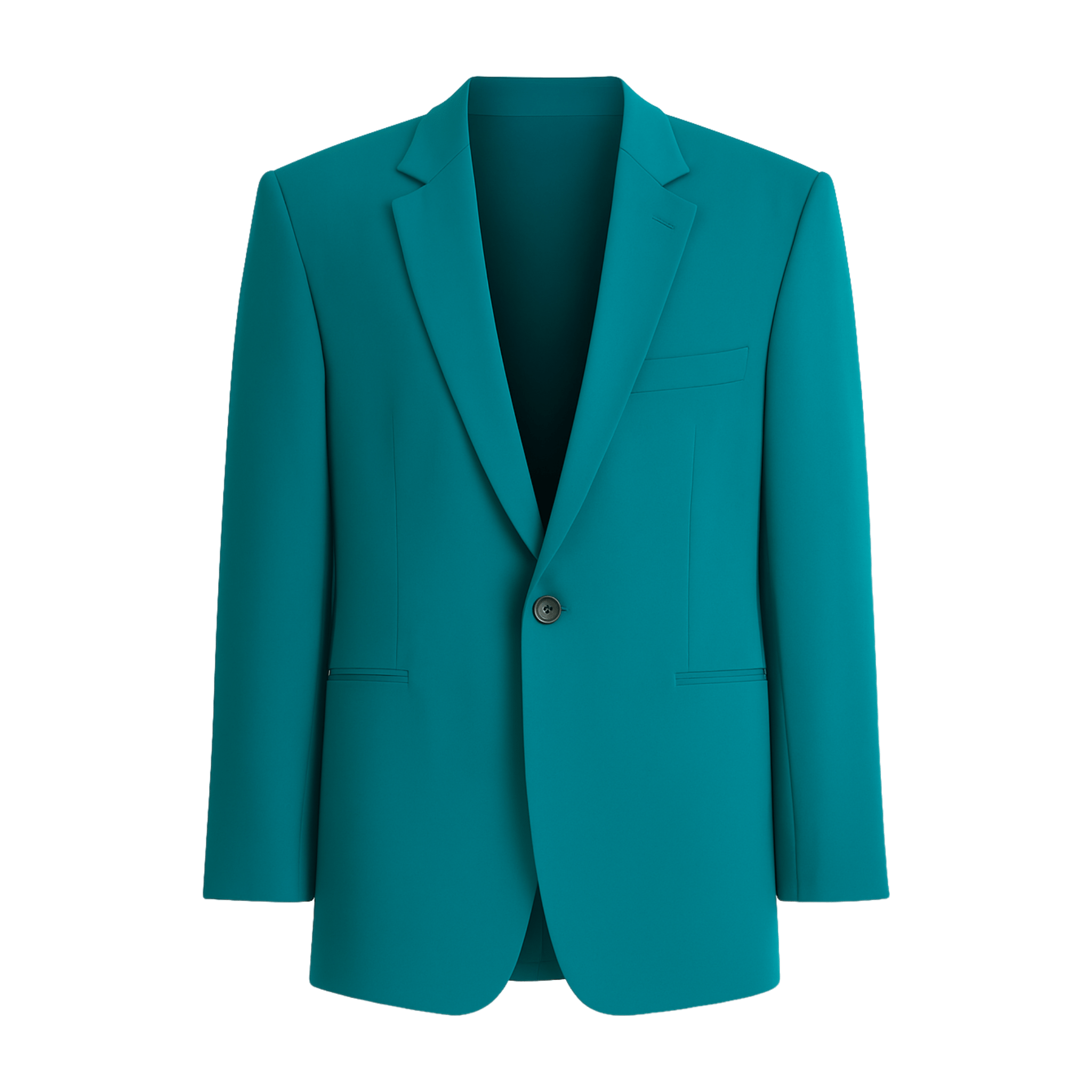 Tailory teal wool and silk faille single-breasted blazer front view
