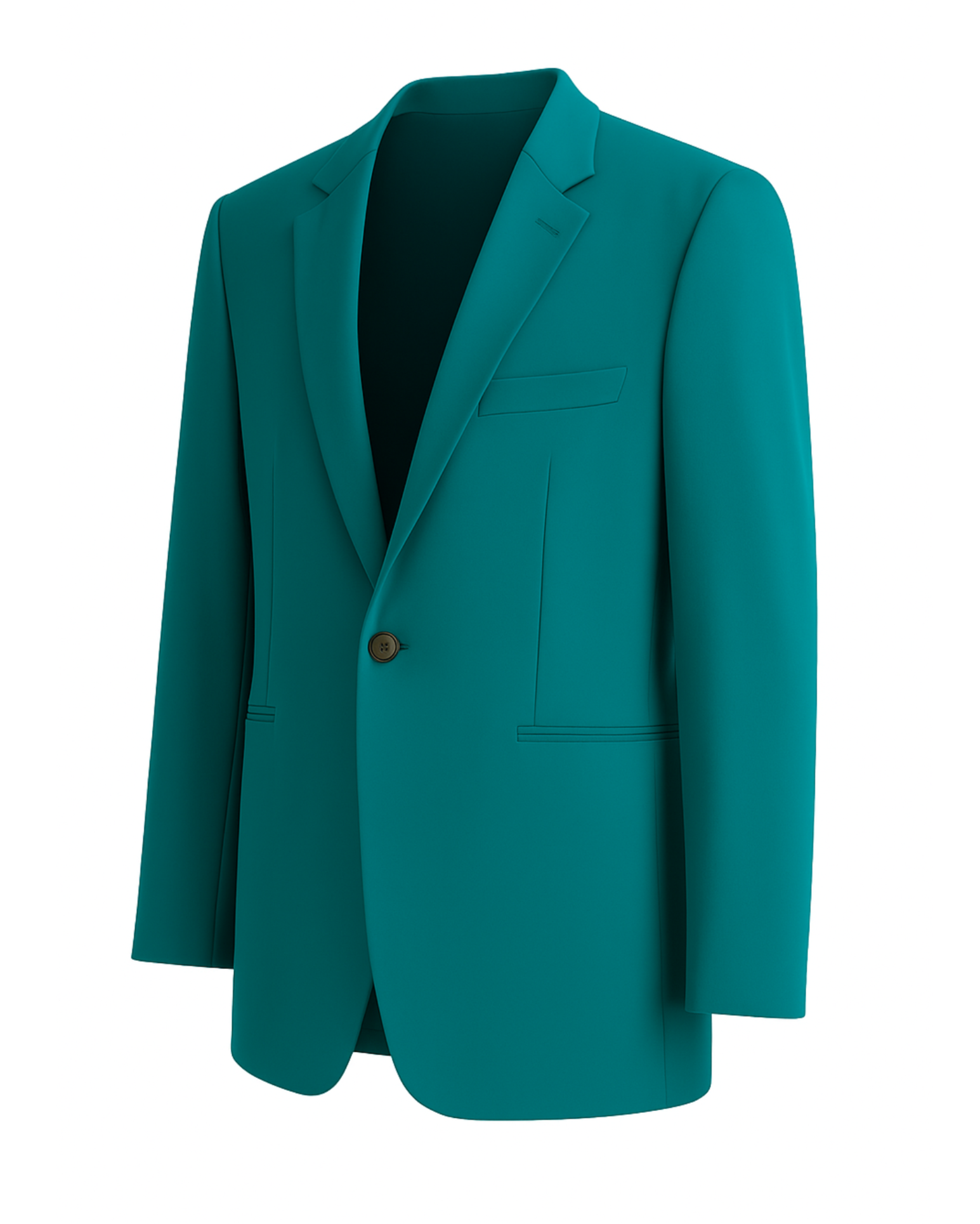 Tailory teal wool and silk faille single-breasted blazer side view