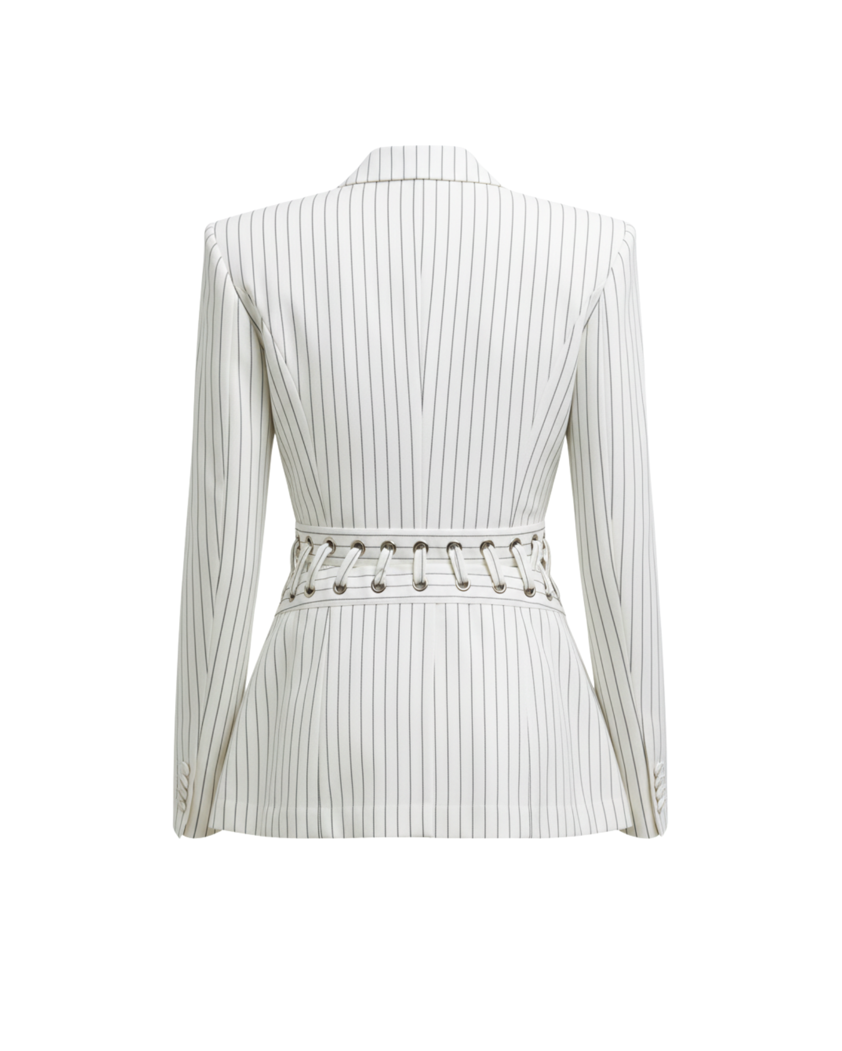 Tailory white deconstructed blazer with sculptural peplum back view