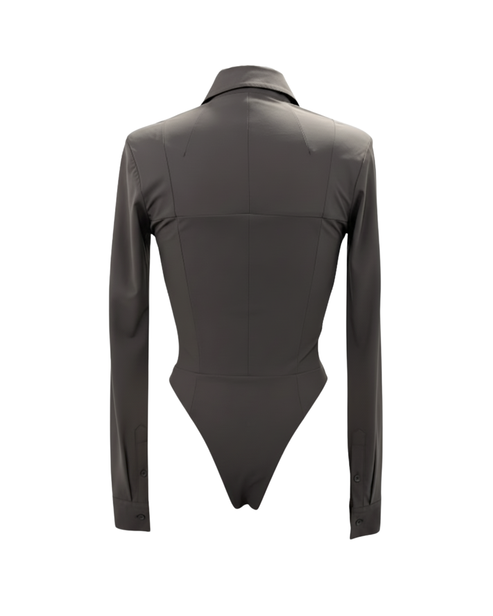 Tailory grey corseted bodysuit with tailored back view