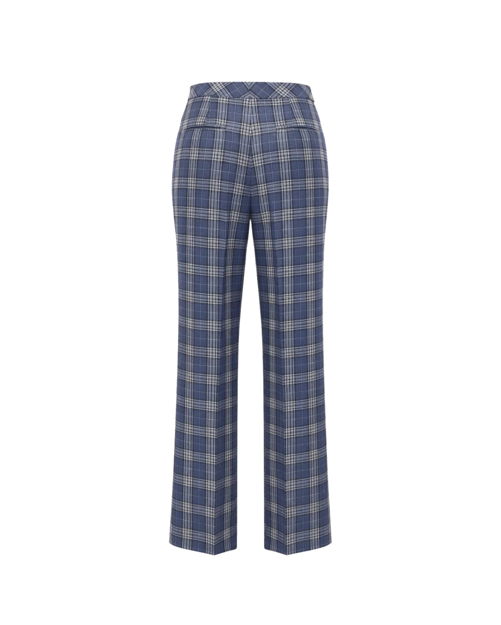 Tailory blue and white check tailored trousers back view