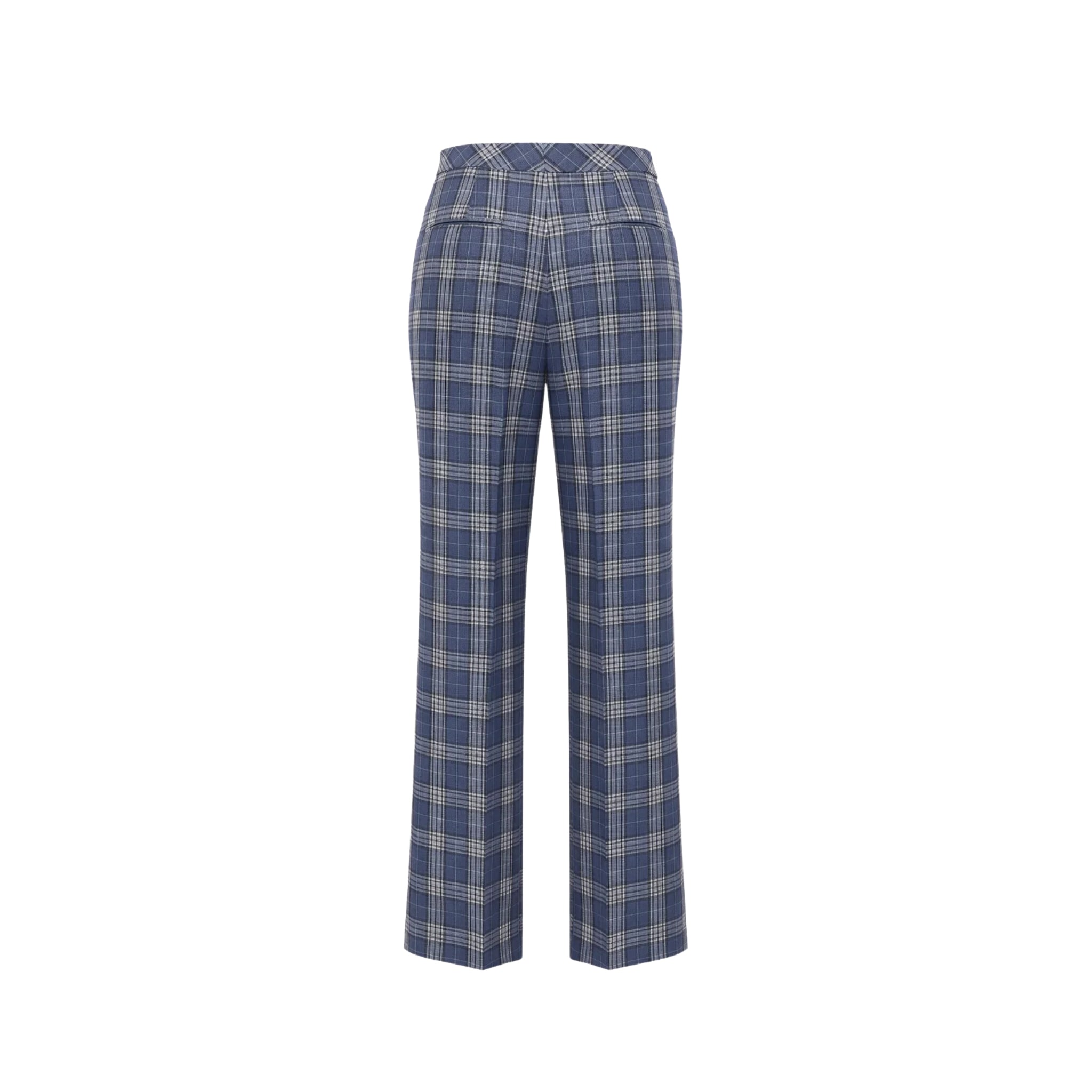 Tailory blue and white check tailored trousers back view