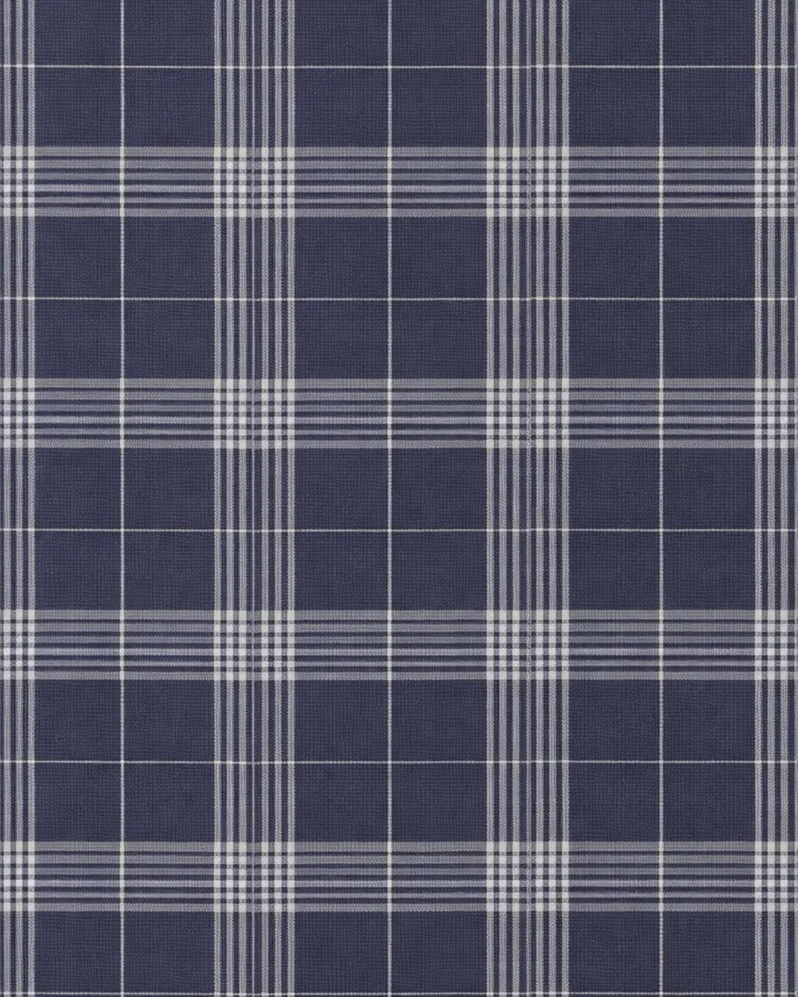 Tailory blue and white check suiting fabric detail