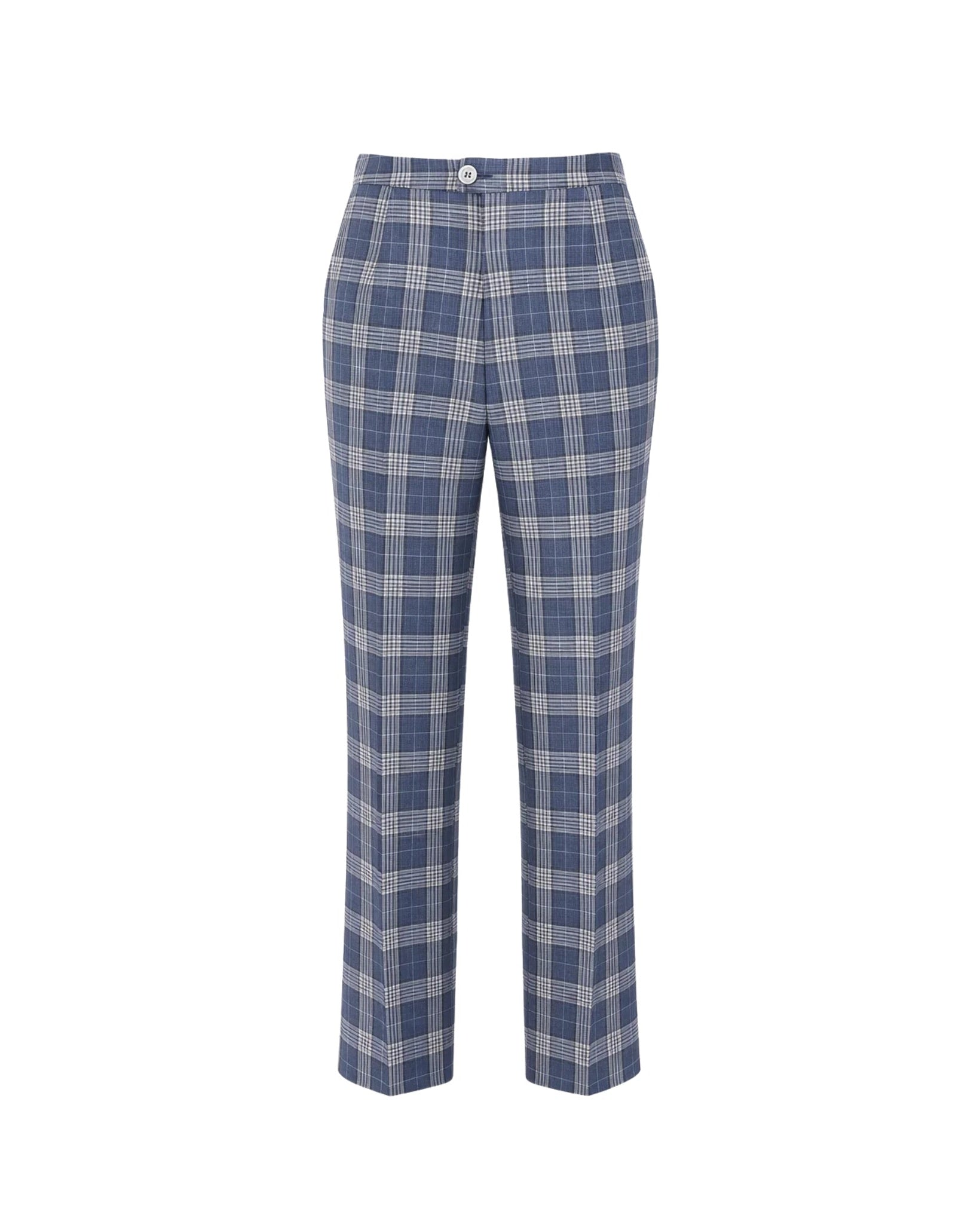 Tailory blue and white check tailored trousers front view