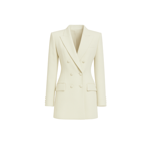 Ivory Loro Piana women’s fitted double-breasted blazer front view