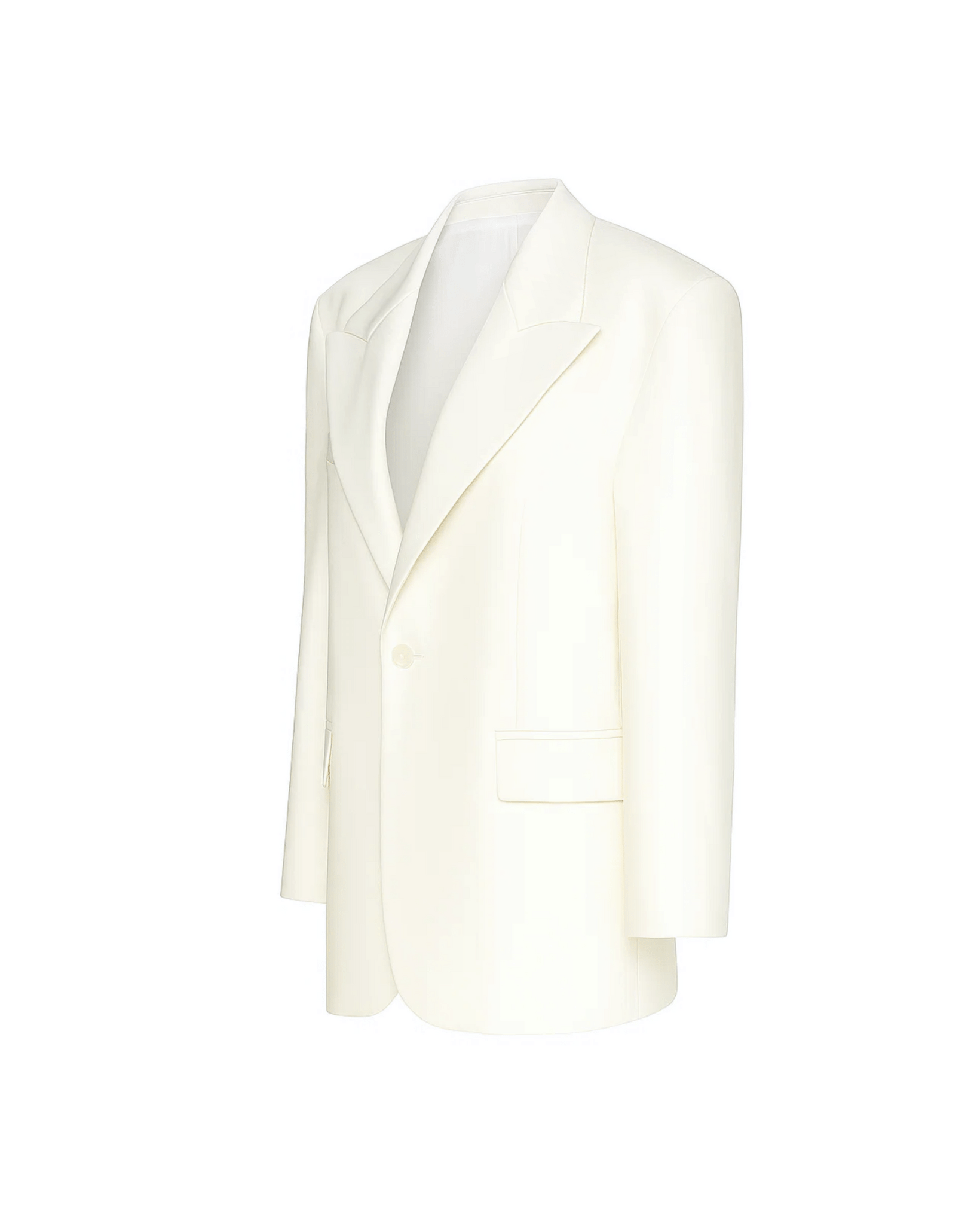 Ivory oversized Loro Piana wool blazer side view