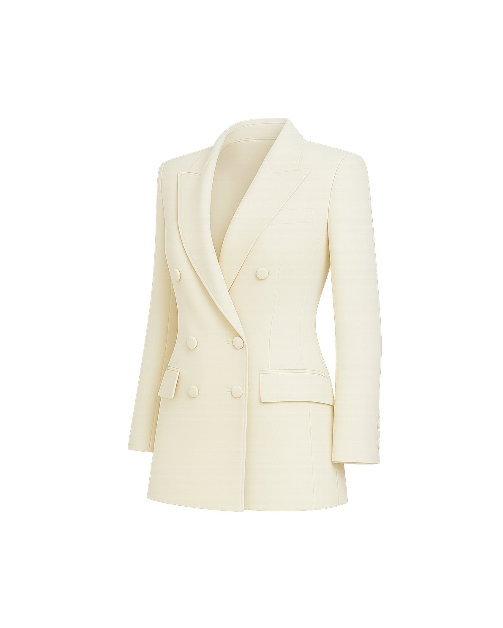 Ivory Loro Piana women’s fitted double-breasted blazer side view