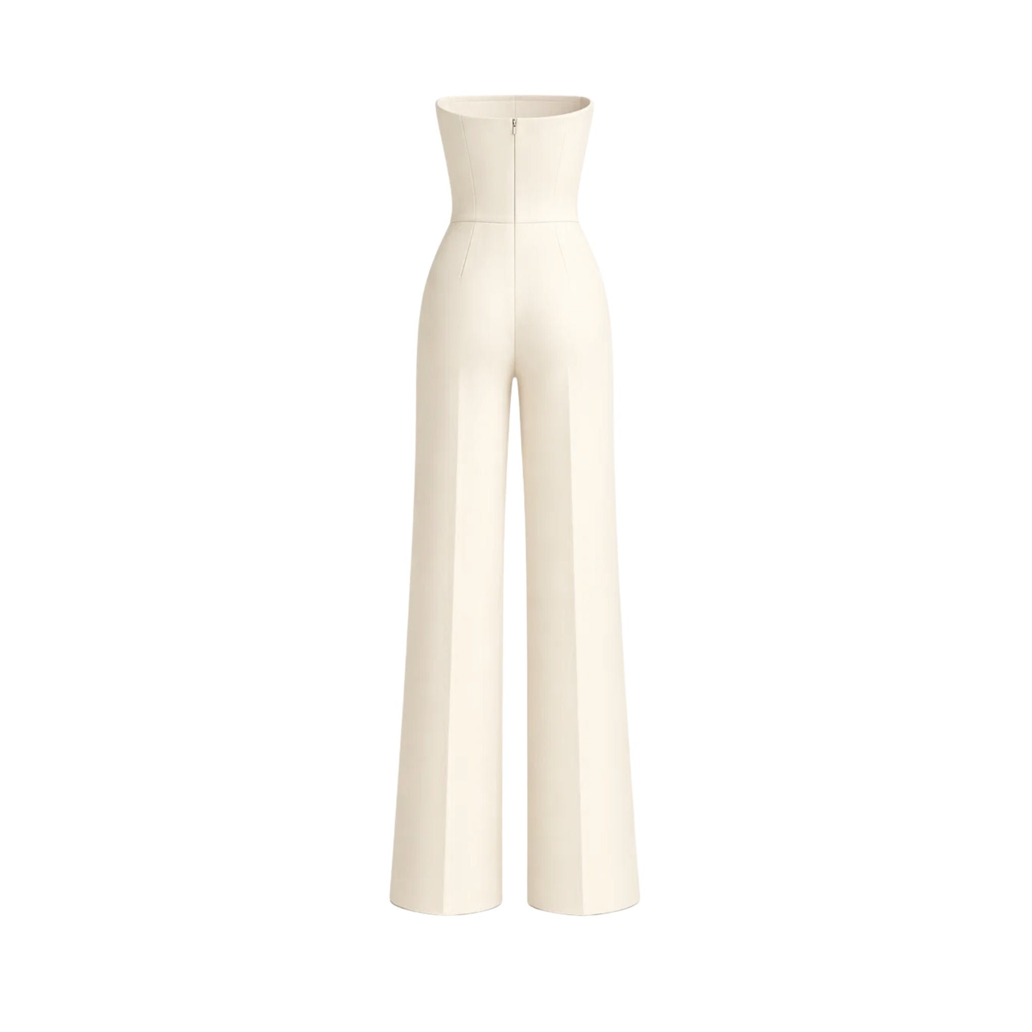 Women's ivory Loro Piana wool city hall wedding jumpsuit back view
