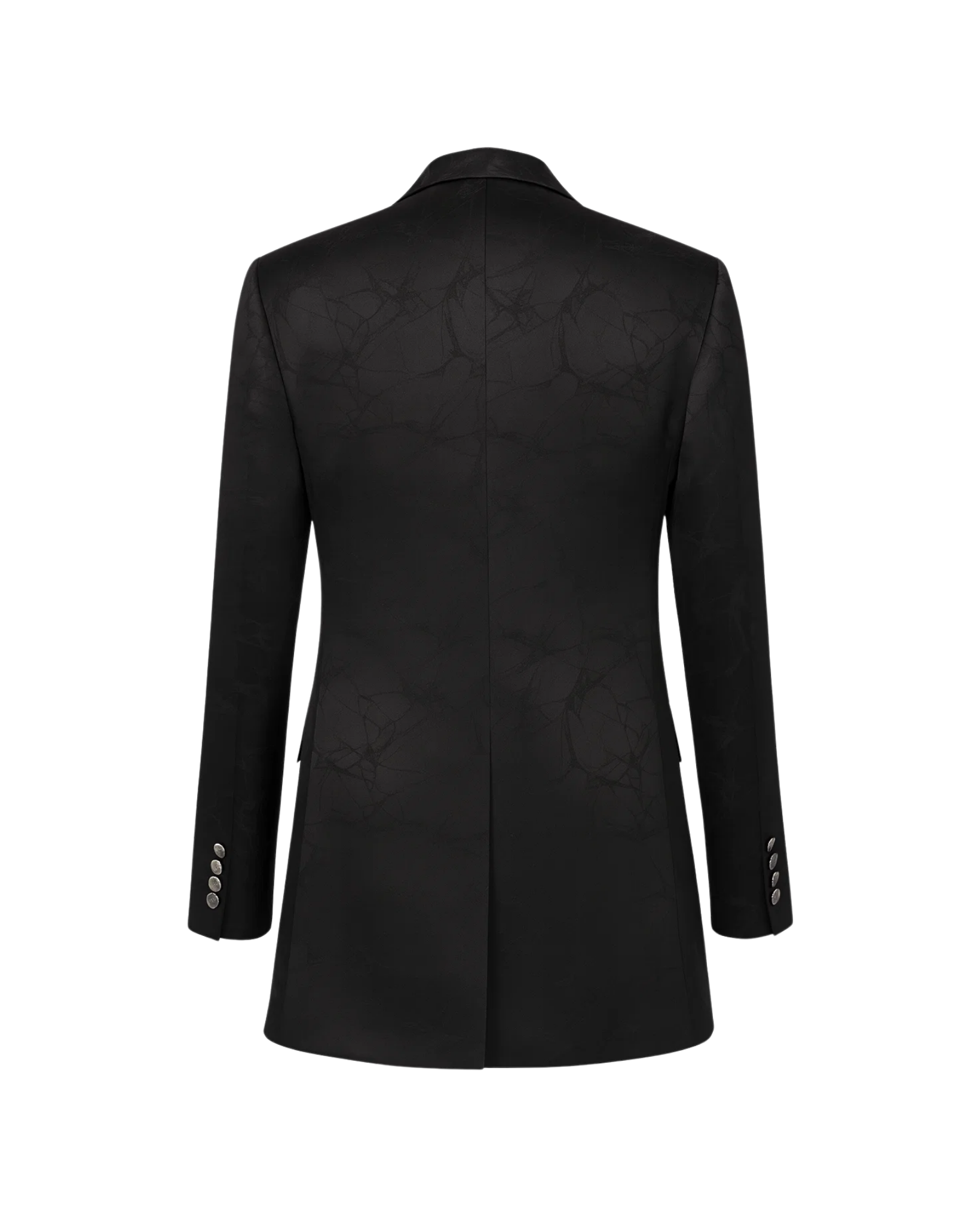 Tailory black spiderweb jacquard tailored tuxedo coat back view