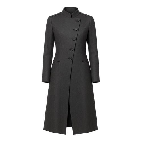 Charcoal Loro Piana Deconstructed Military Double-Breasted Coat