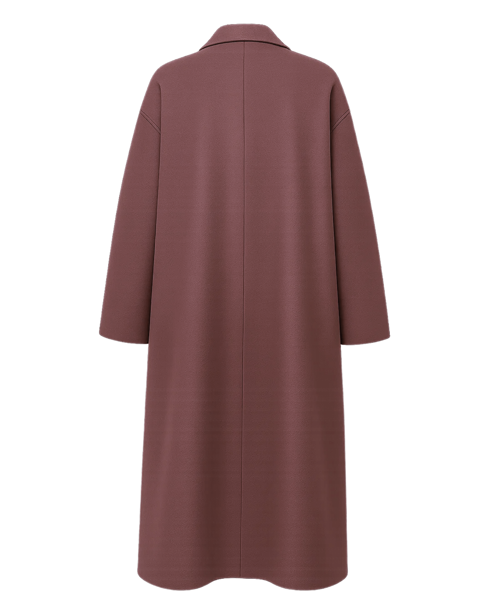 Tailory muted plum oversized single-breasted wool coat back view