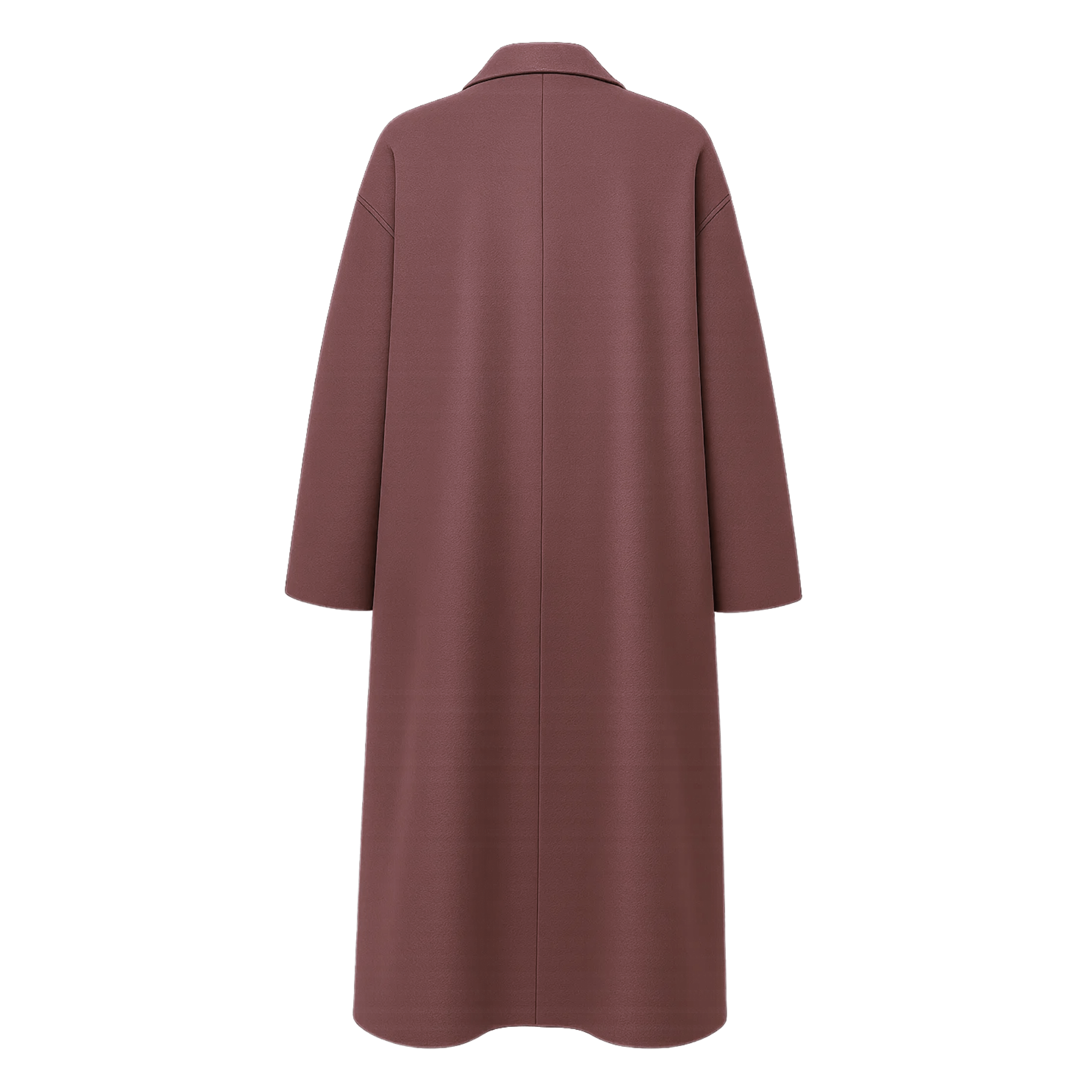 Tailory muted plum oversized single-breasted wool coat back view
