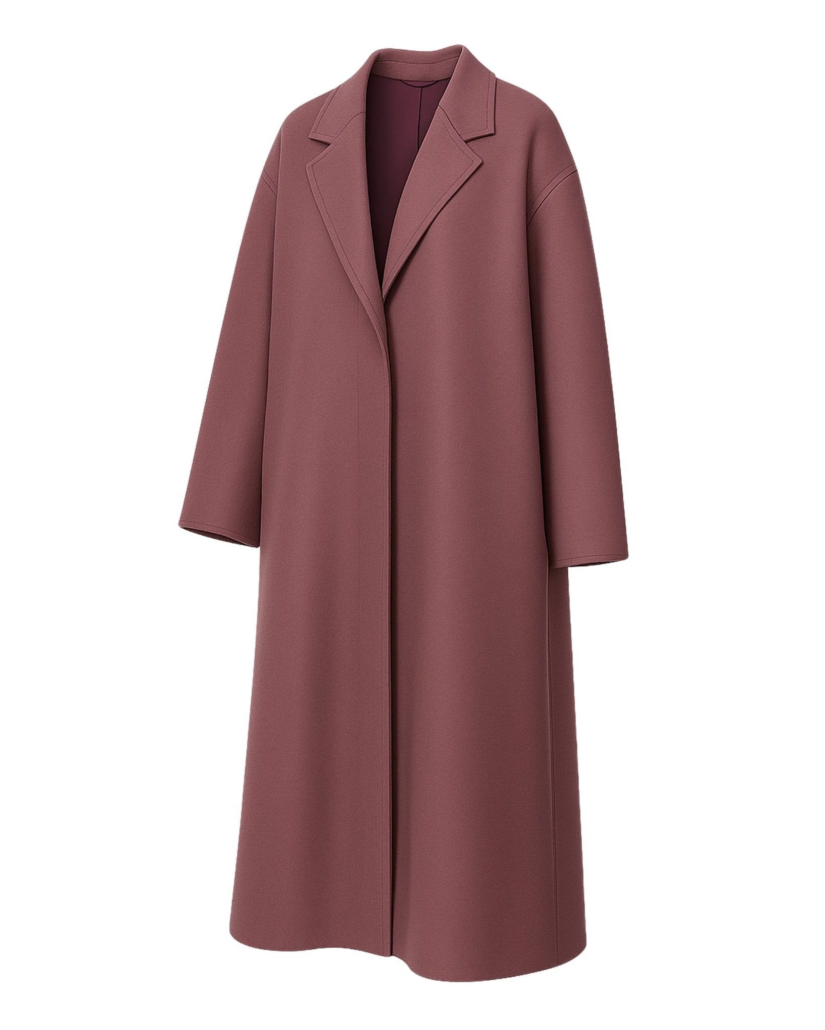 Tailory muted plum oversized single-breasted wool coat side view