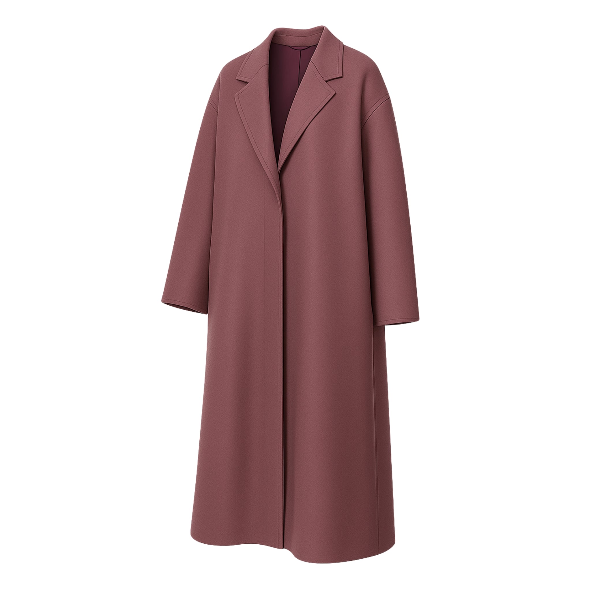 Tailory muted plum oversized single-breasted wool coat side view