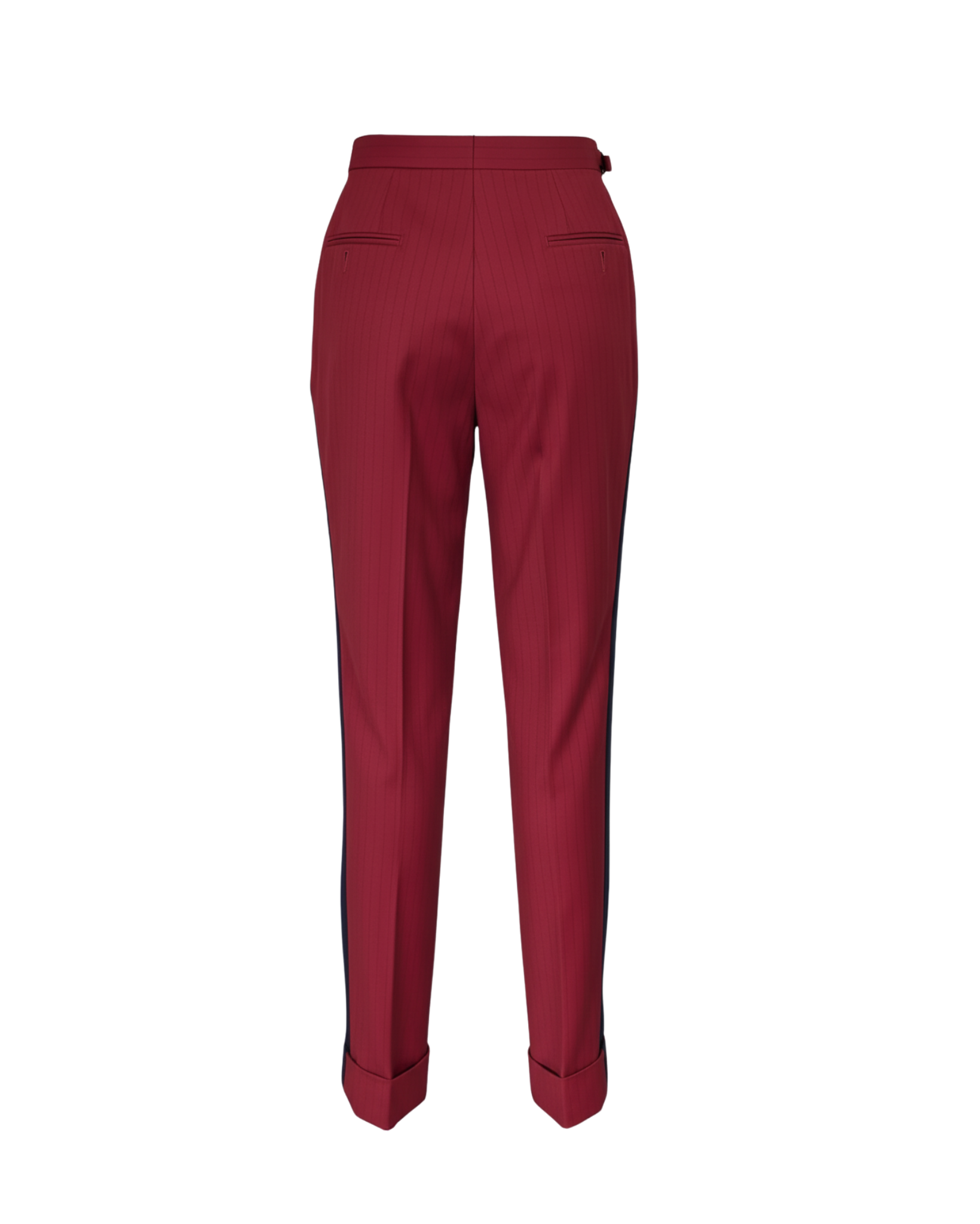 tailory crimson contrast-stripe trouser back view