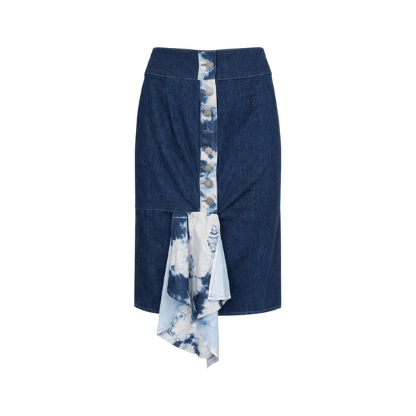 Tailory blue denim panelled dress front view