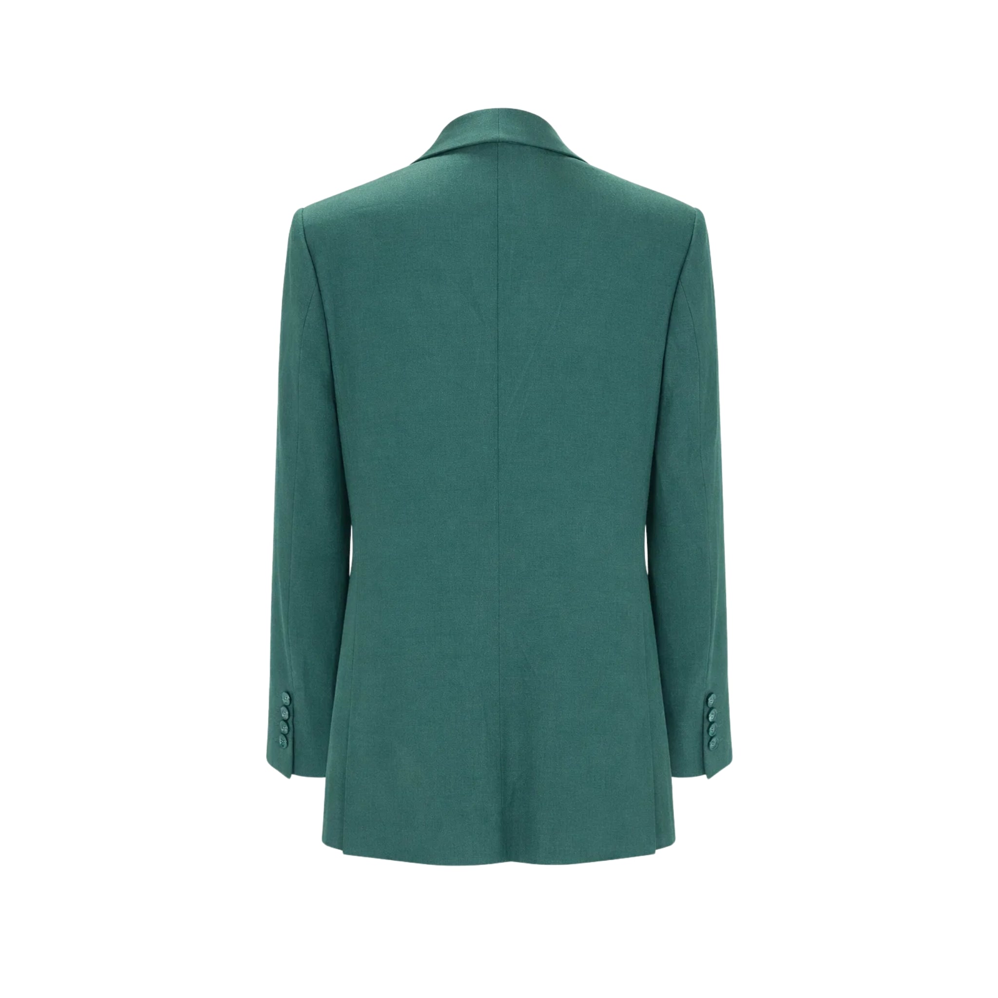 Tailory teal double-breasted blazer back view