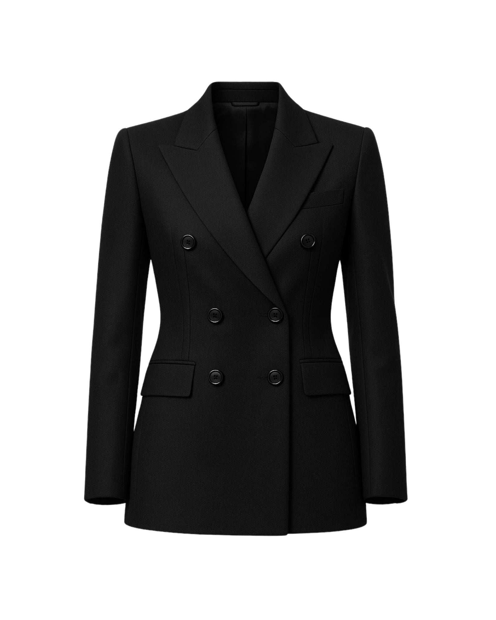 Tailory jet black double-breasted wool jacket front view