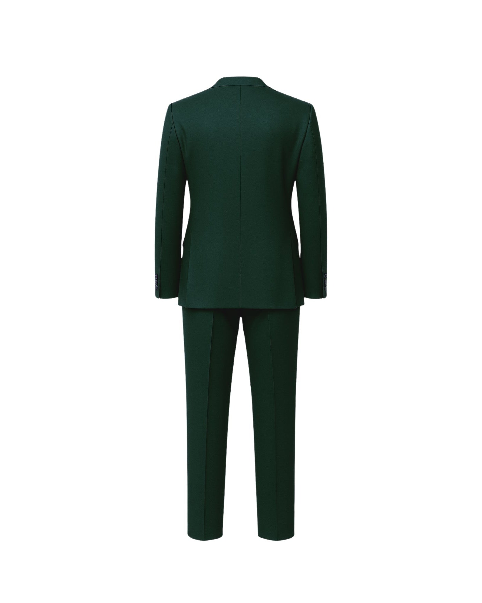 Tailory hunter green double-breasted wool suit back view