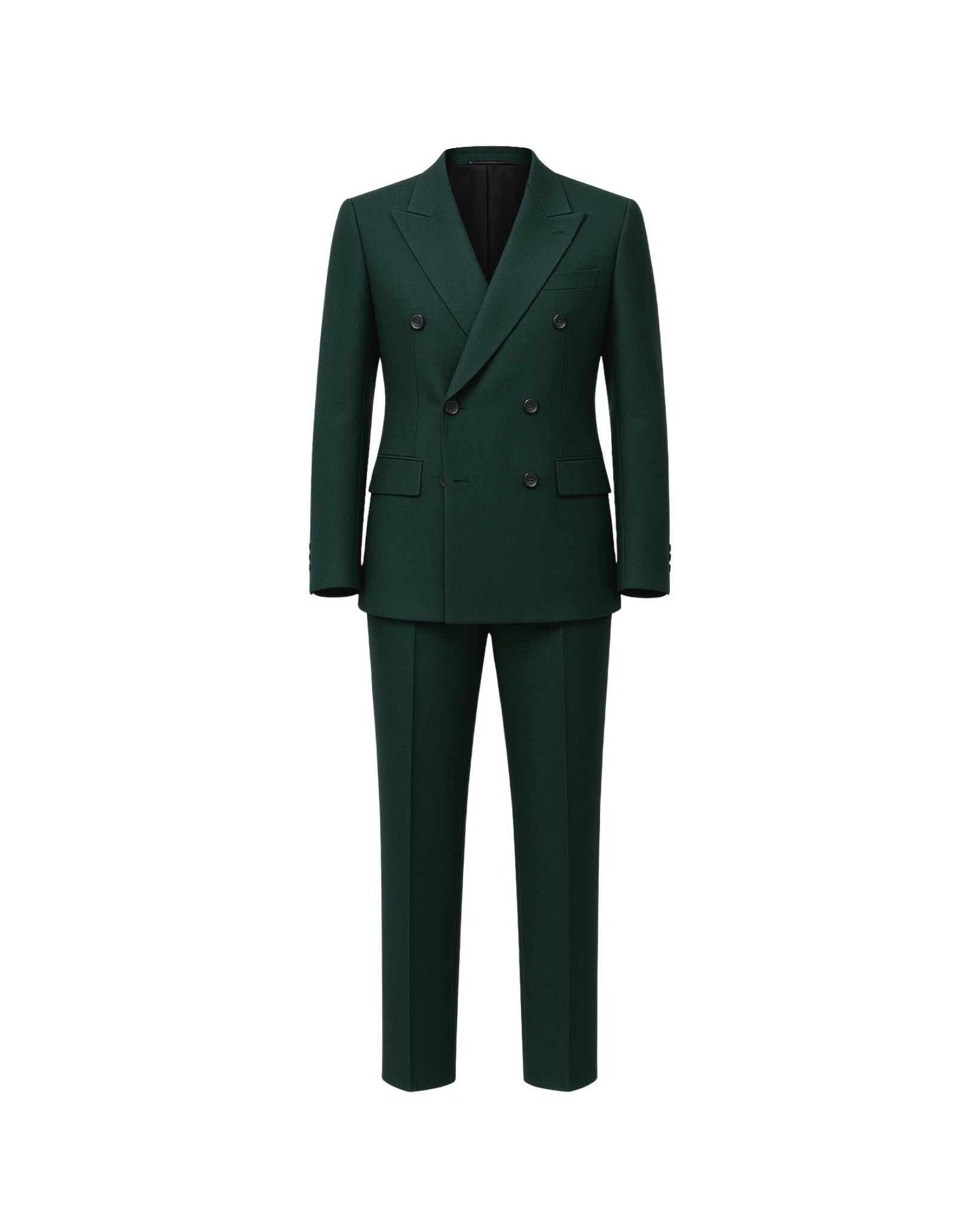 Tailory hunter green double-breasted wool suit front view