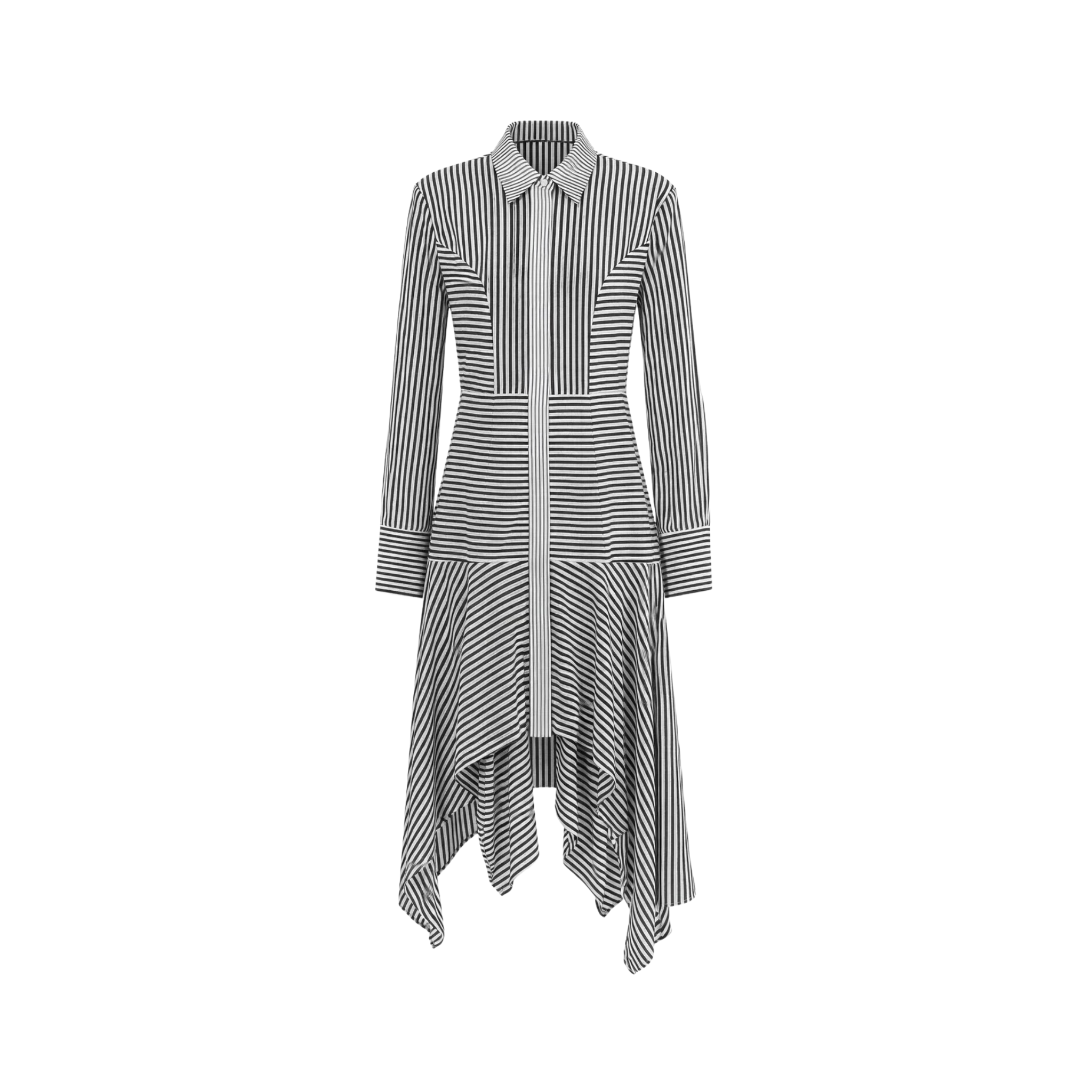 Tailory black and white multi-directional stripe shirt dress front view