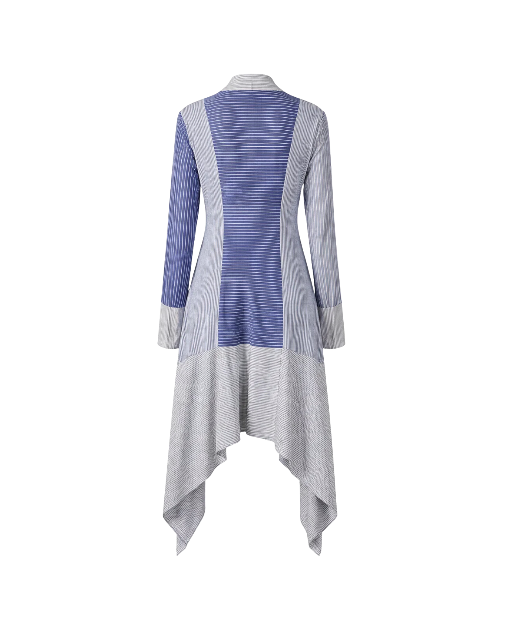 Tailory blue and white mixed stripe shirt dress back view