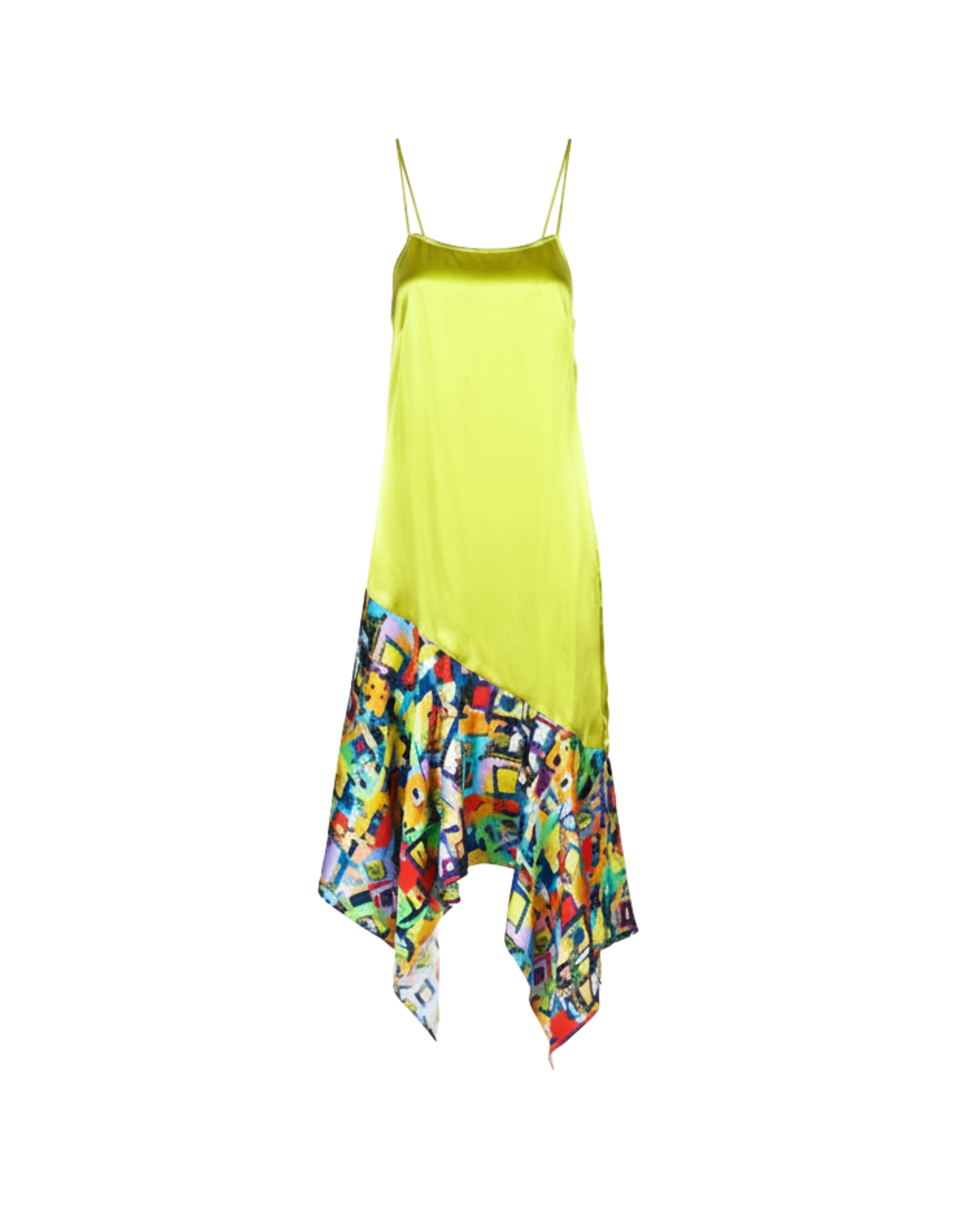 Tailory_Dress_Yellow_Asymmetrical_Silk_FrontView